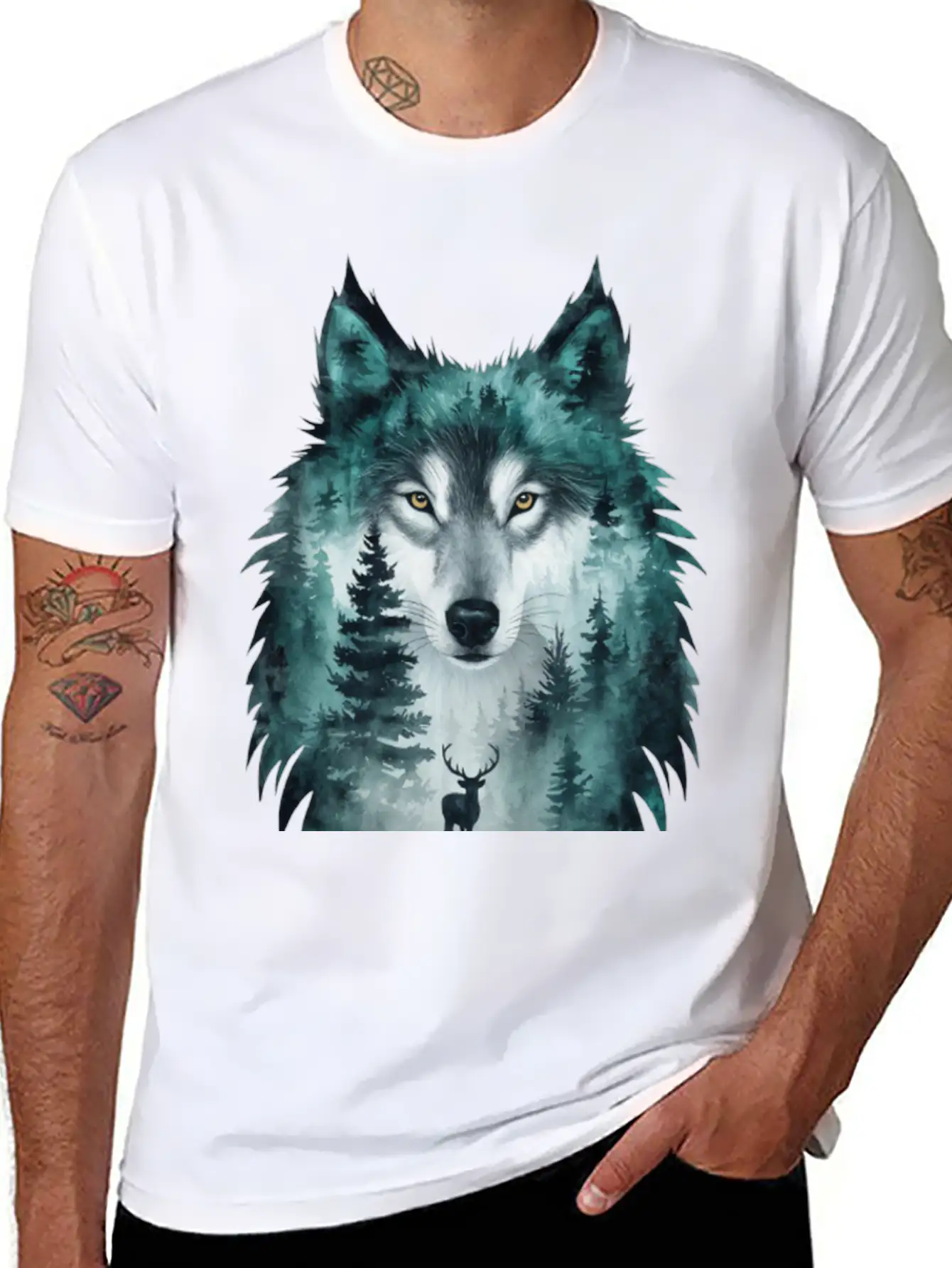 World Wildlife Day Wolf And Deer Modern Fit Casual T-Shirt – Clean And Versatile Design