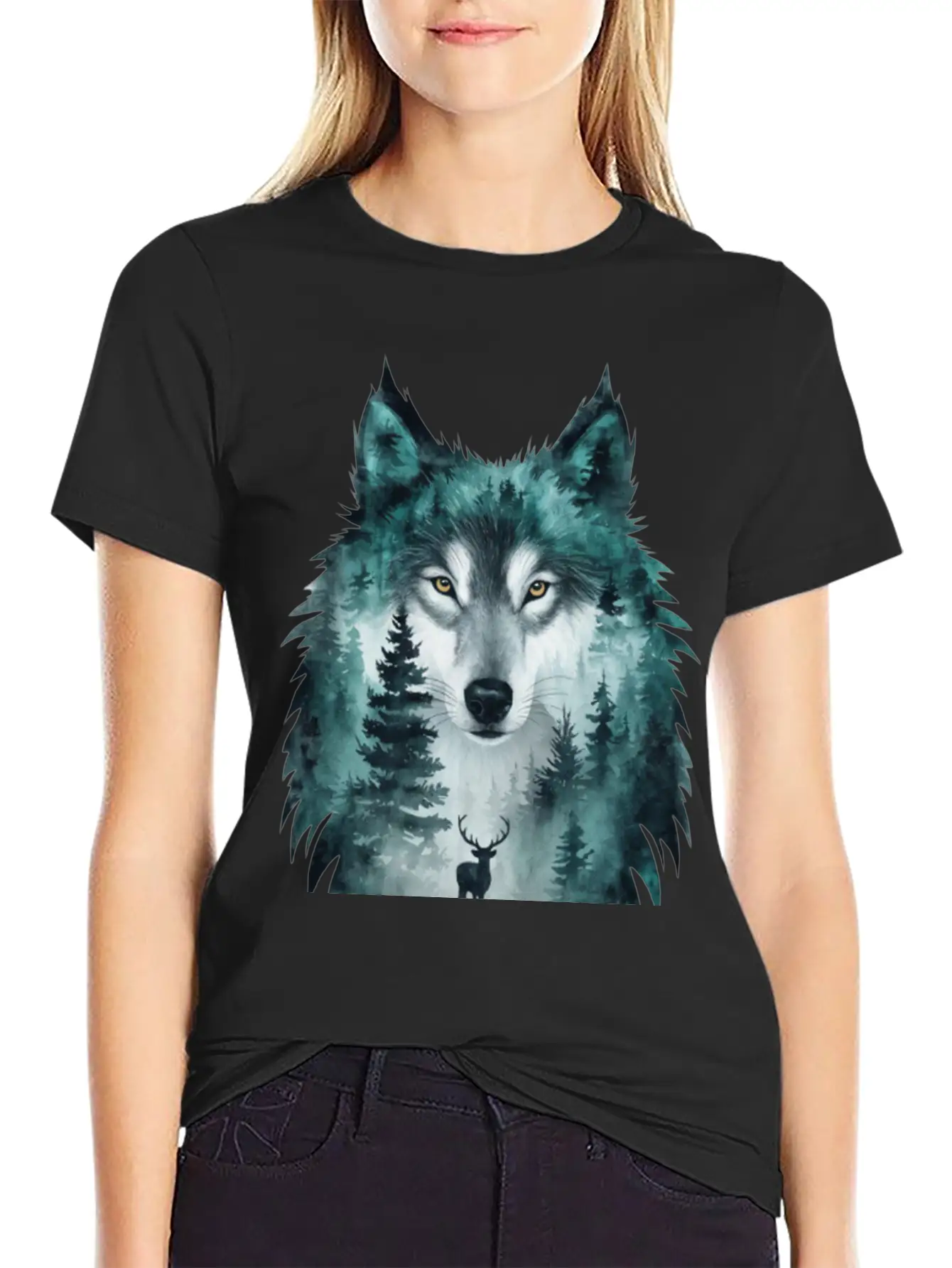 World Wildlife Day Wolf And Deer Modern Fit Casual T-Shirt – Clean And Versatile Design