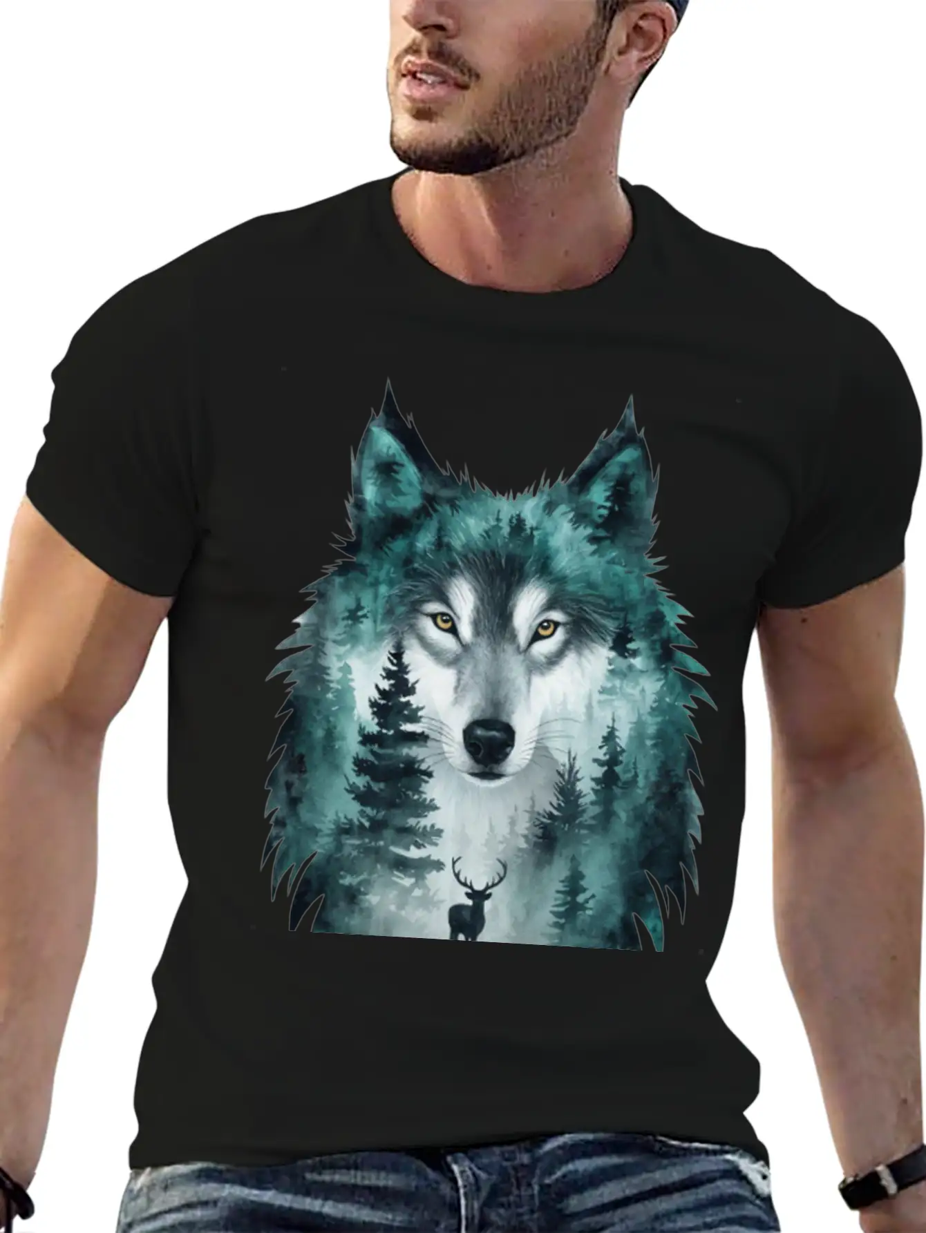World Wildlife Day Wolf And Deer Modern Fit Casual T-Shirt – Clean And Versatile Design