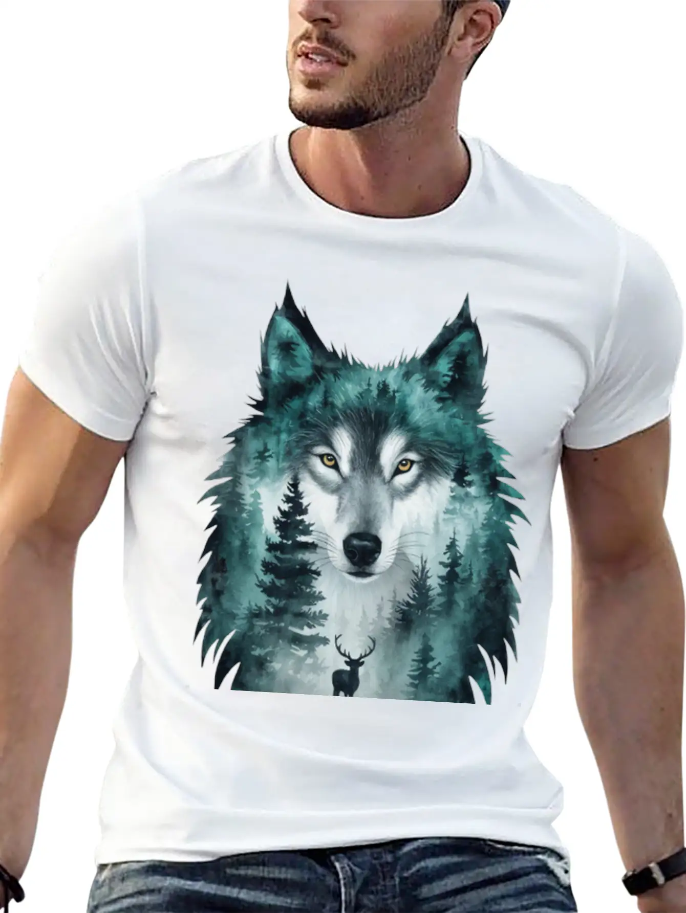 World Wildlife Day Wolf And Deer Modern Fit Casual T-Shirt – Clean And Versatile Design