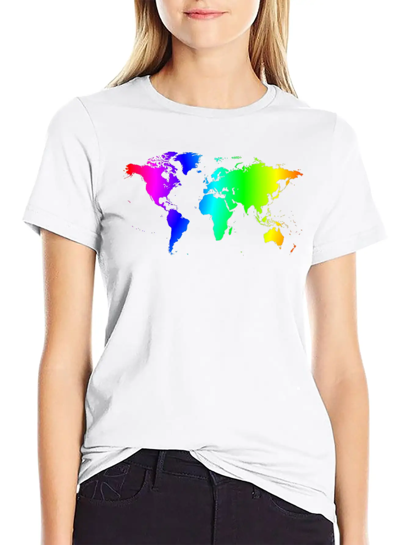 Worldmap Color Gradient Lightweight Cotton T-Shirt – Daily Comfort Graphic Shirt