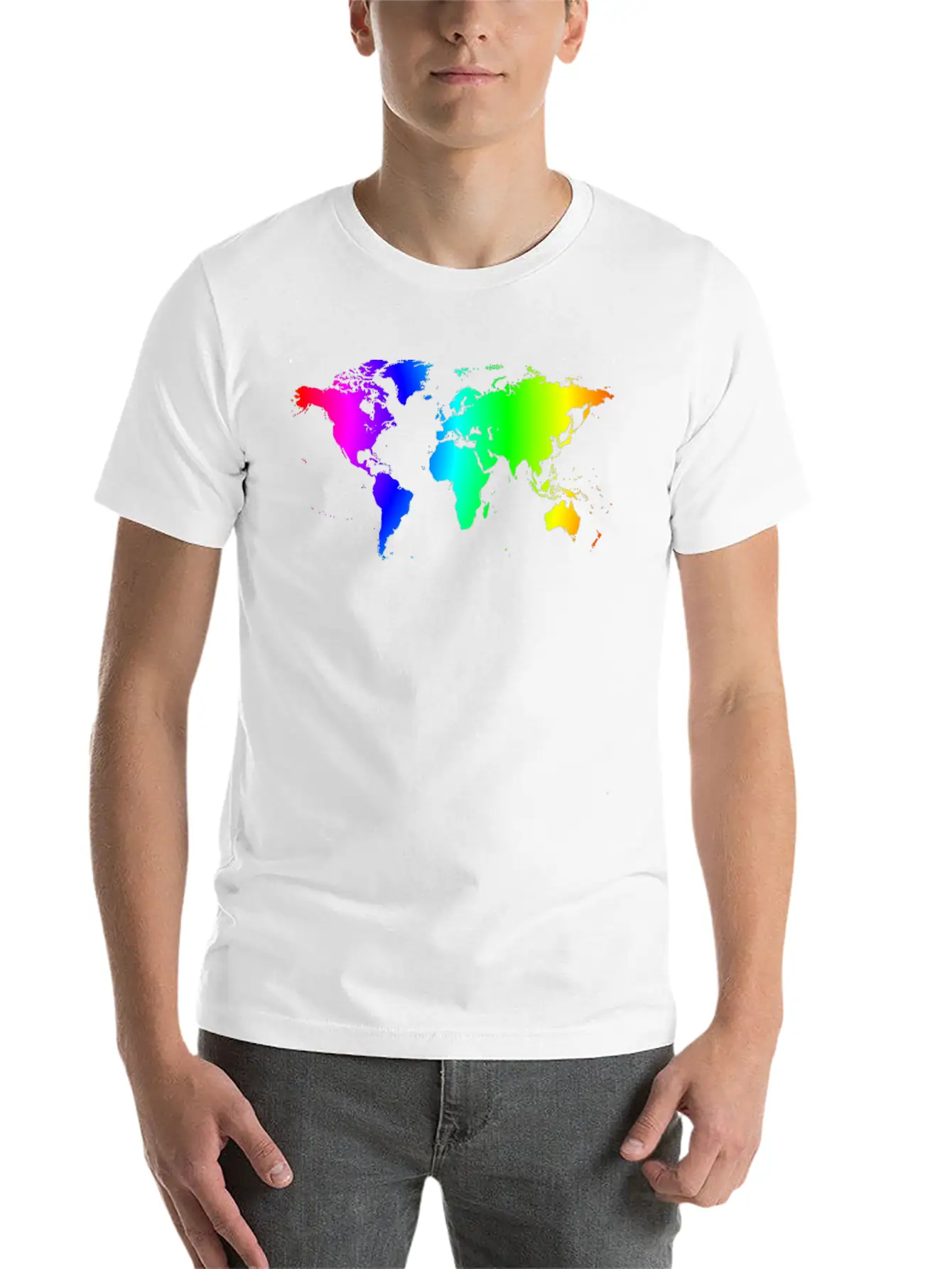 Worldmap Color Gradient Lightweight Cotton T-Shirt – Daily Comfort Graphic Shirt