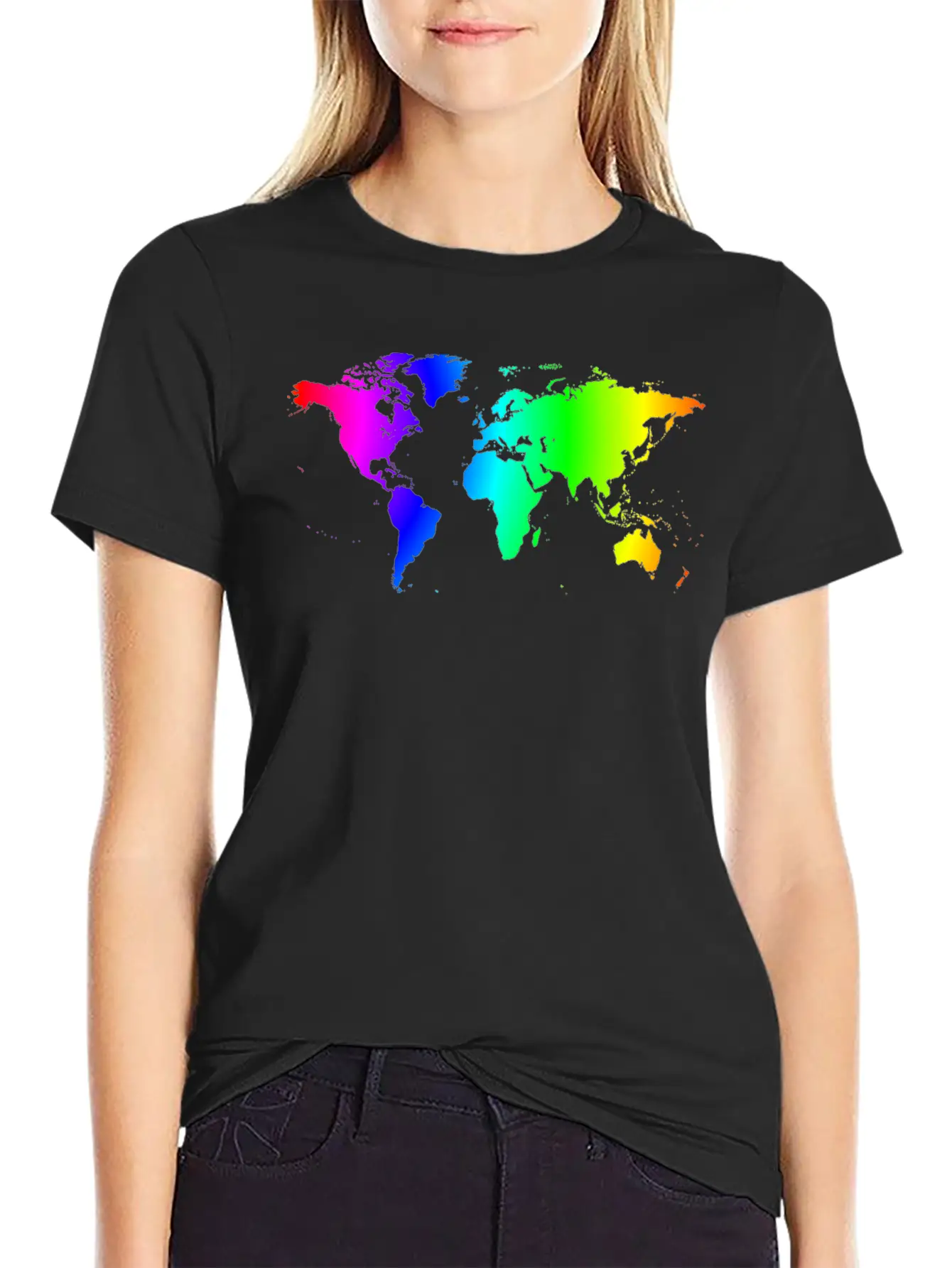 Worldmap Color Gradient Lightweight Cotton T-Shirt – Daily Comfort Graphic Shirt