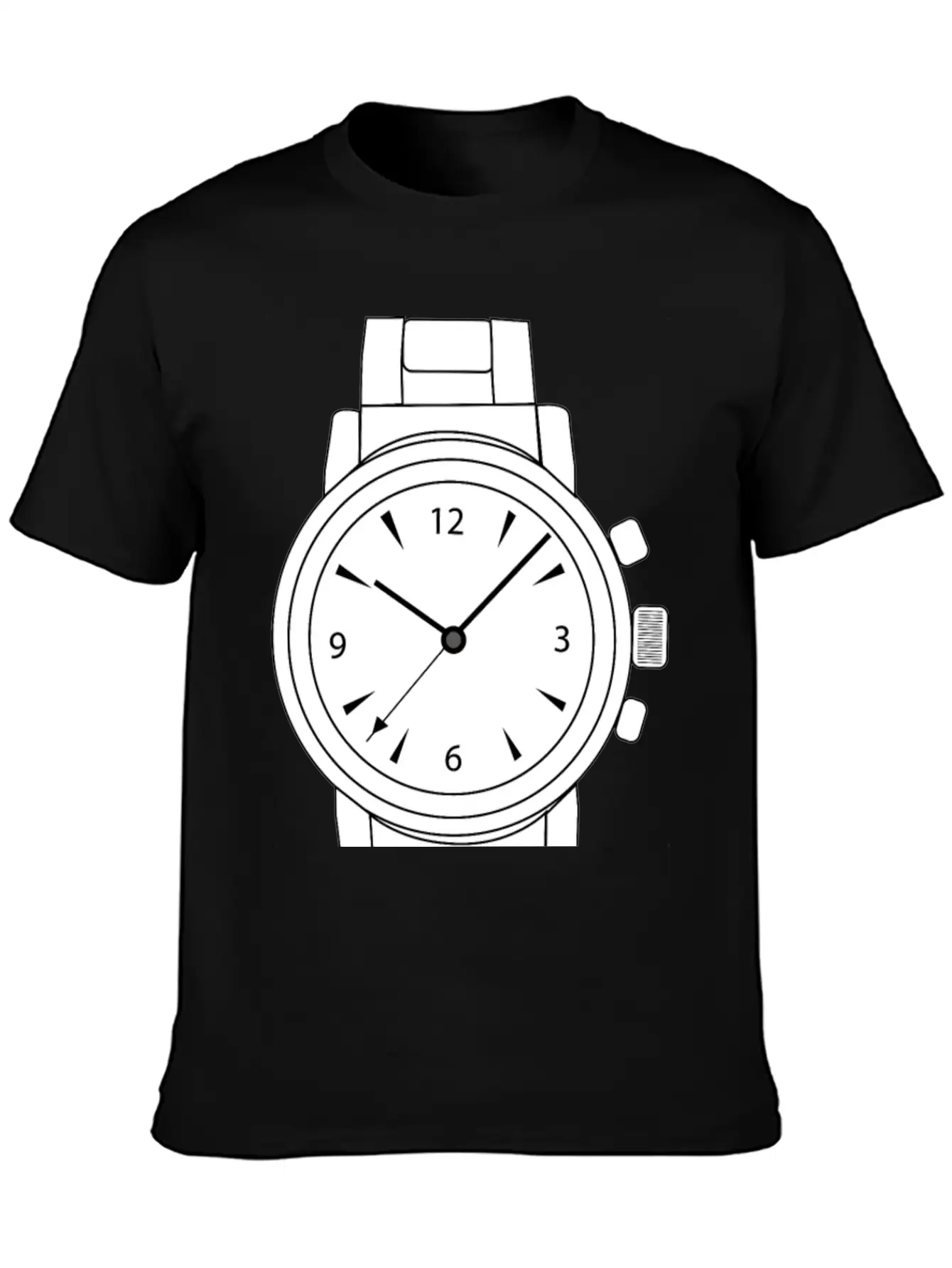Wrist Watch Line Art Essential Cotton Tee For Daily Outfits – Unisex Style