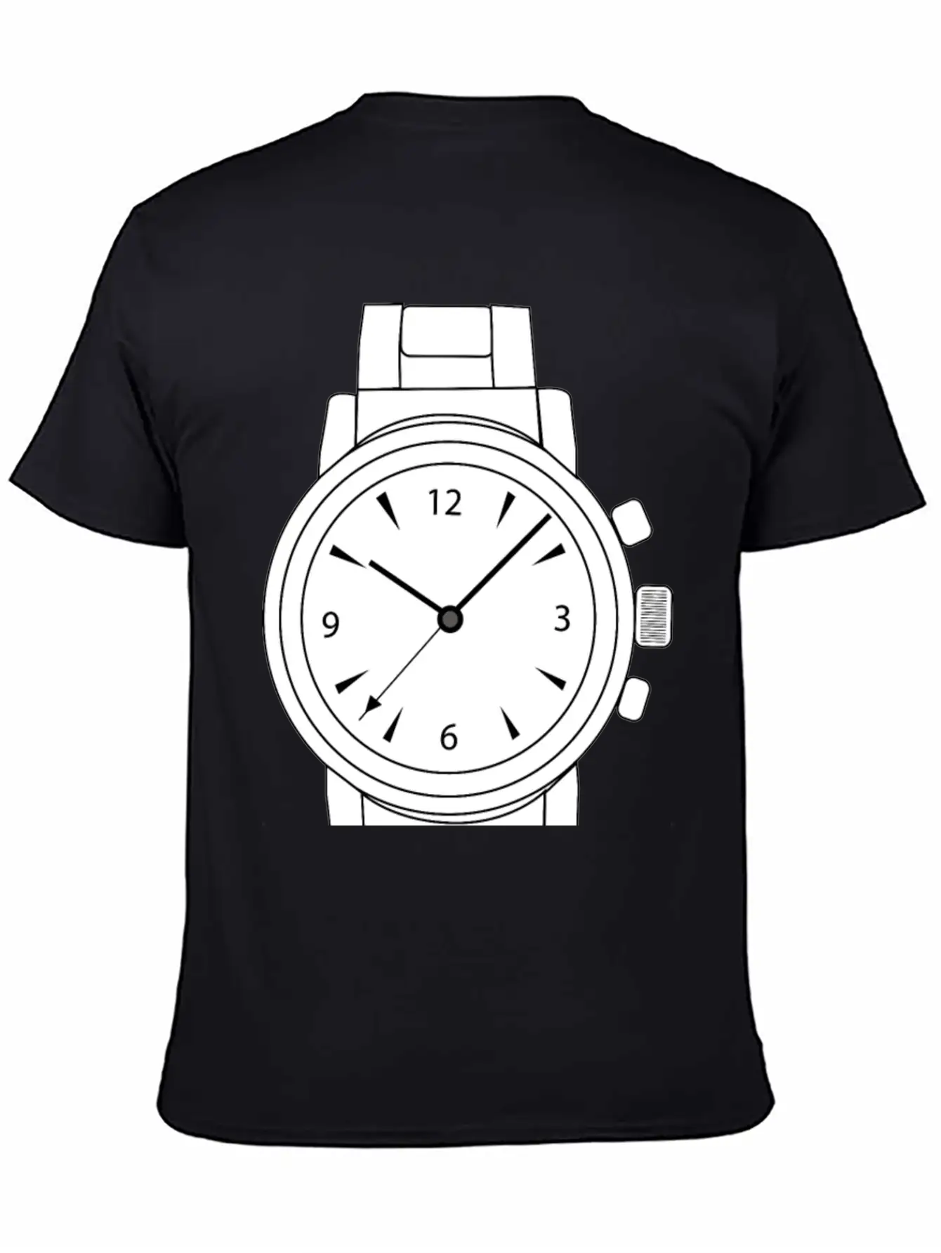 Wrist Watch Line Art Essential Cotton Tee For Daily Outfits – Unisex Style