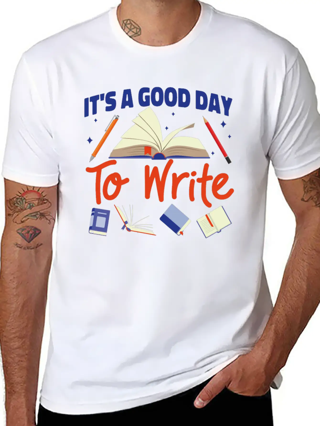 Writing Book Novel Writer & Basic Graphic T-Shirt – Daily Comfort In Soft Cotton