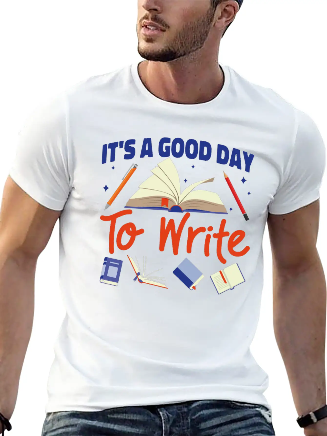 Writing Book Novel Writer & Basic Graphic T-Shirt – Daily Comfort In Soft Cotton