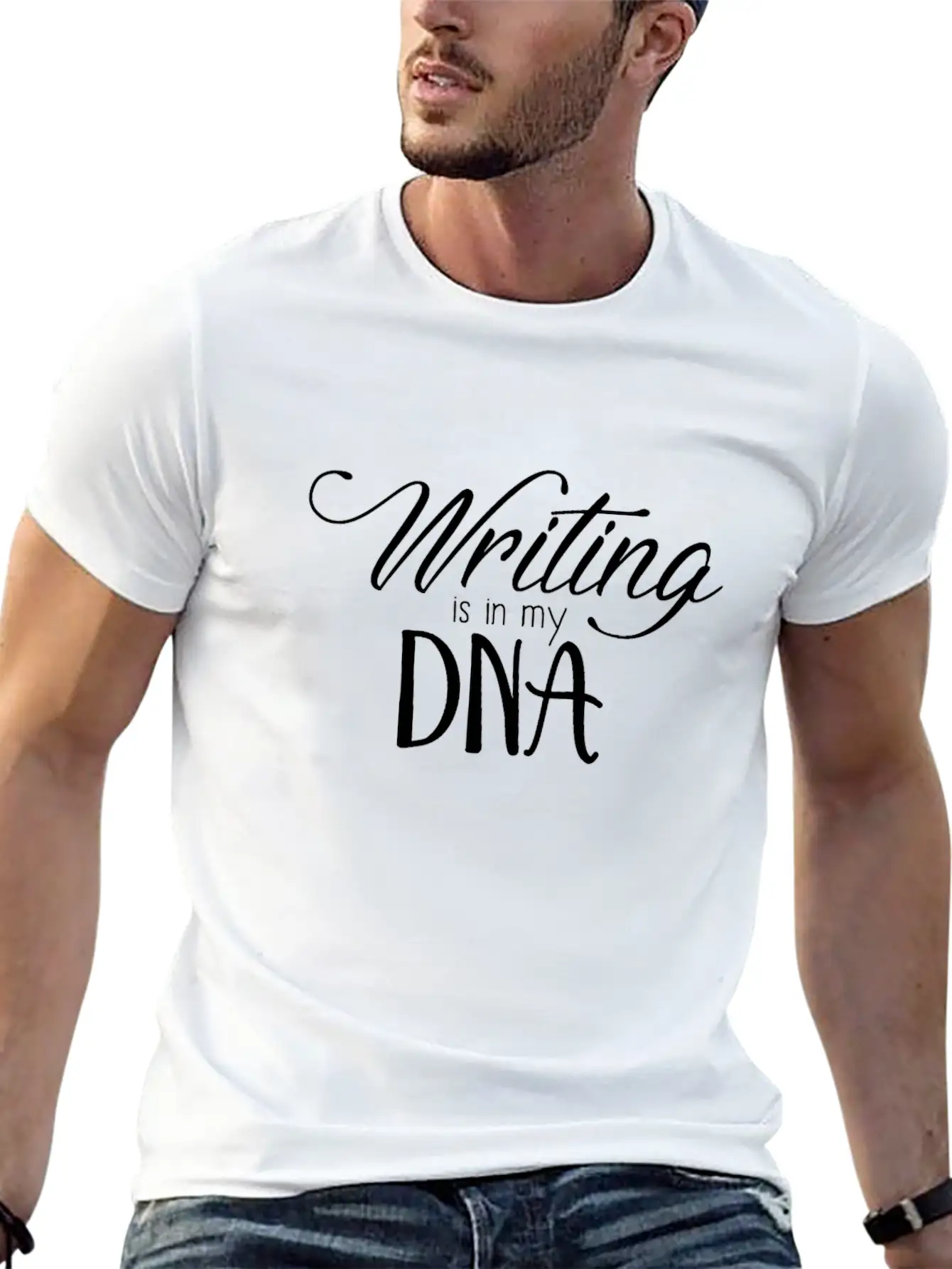 Writing Is In My DNA Lightweight Cotton T-Shirt – Daily Comfort Graphic Shirt