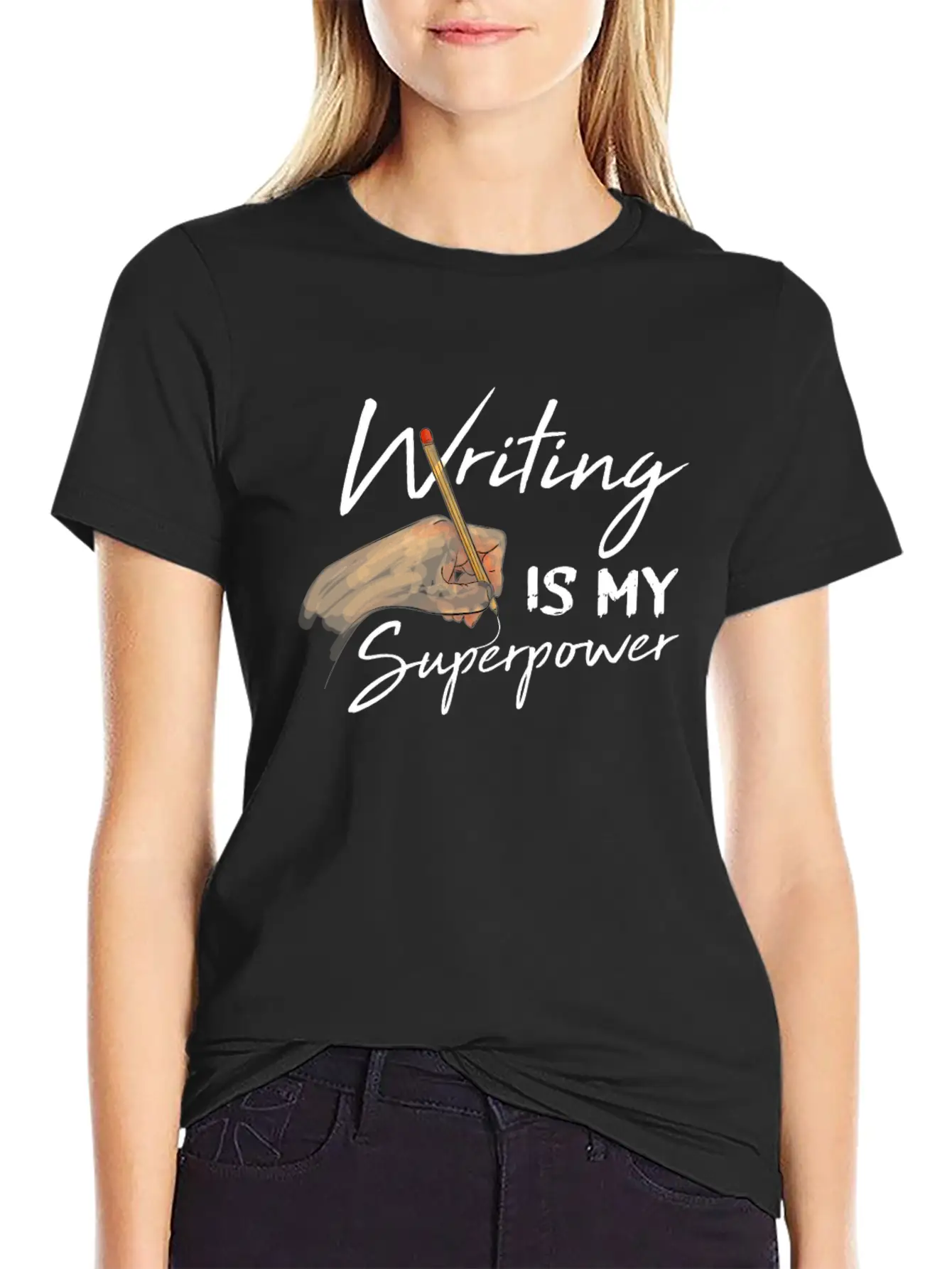 Writing Is My Superpower Motive For A Writer Relaxed Everyday Tee – Lightweight And Durable Cotton