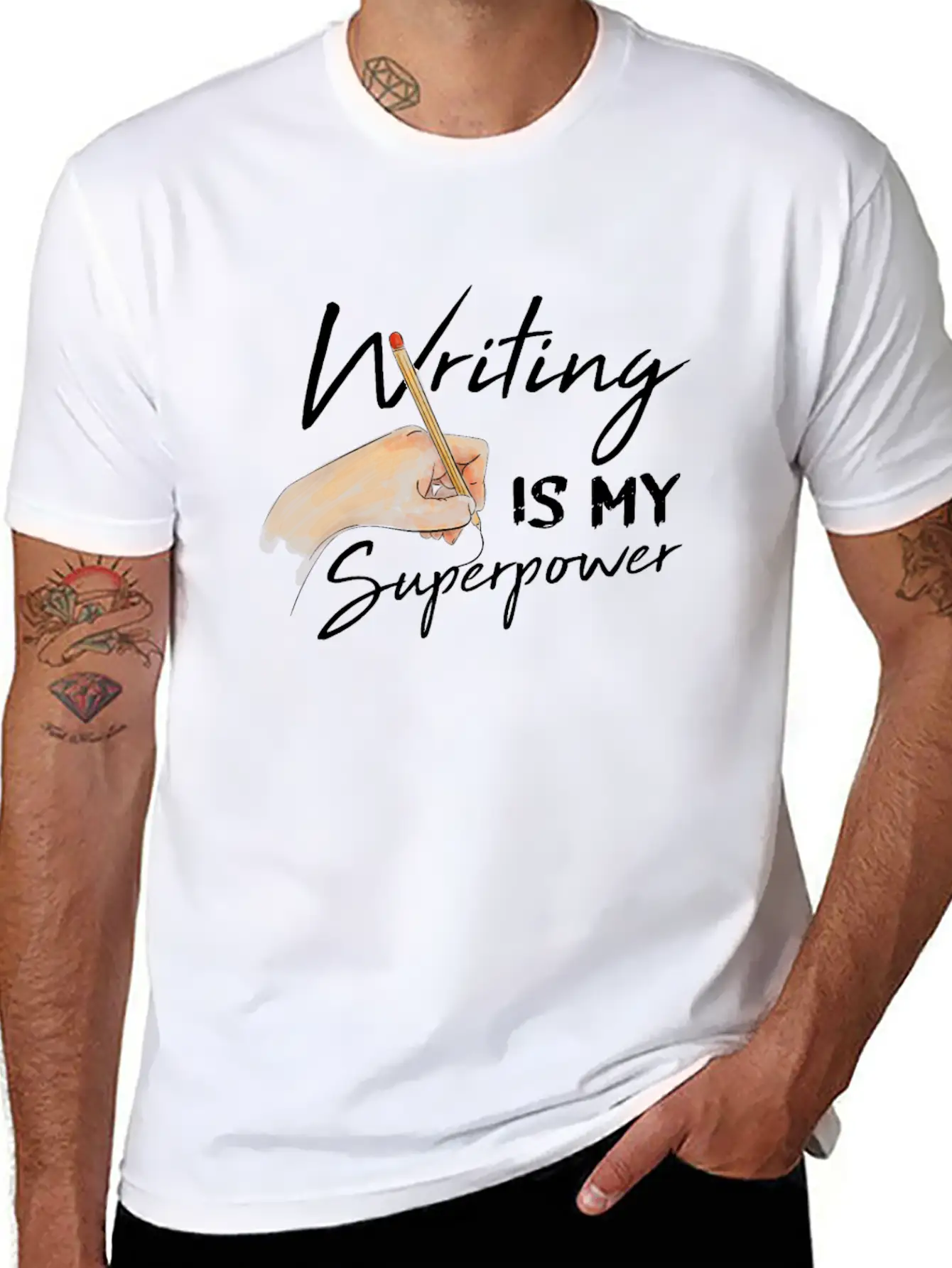 Writing Is My Superpower Motive For A Writer Relaxed Everyday Tee – Lightweight And Durable Cotton
