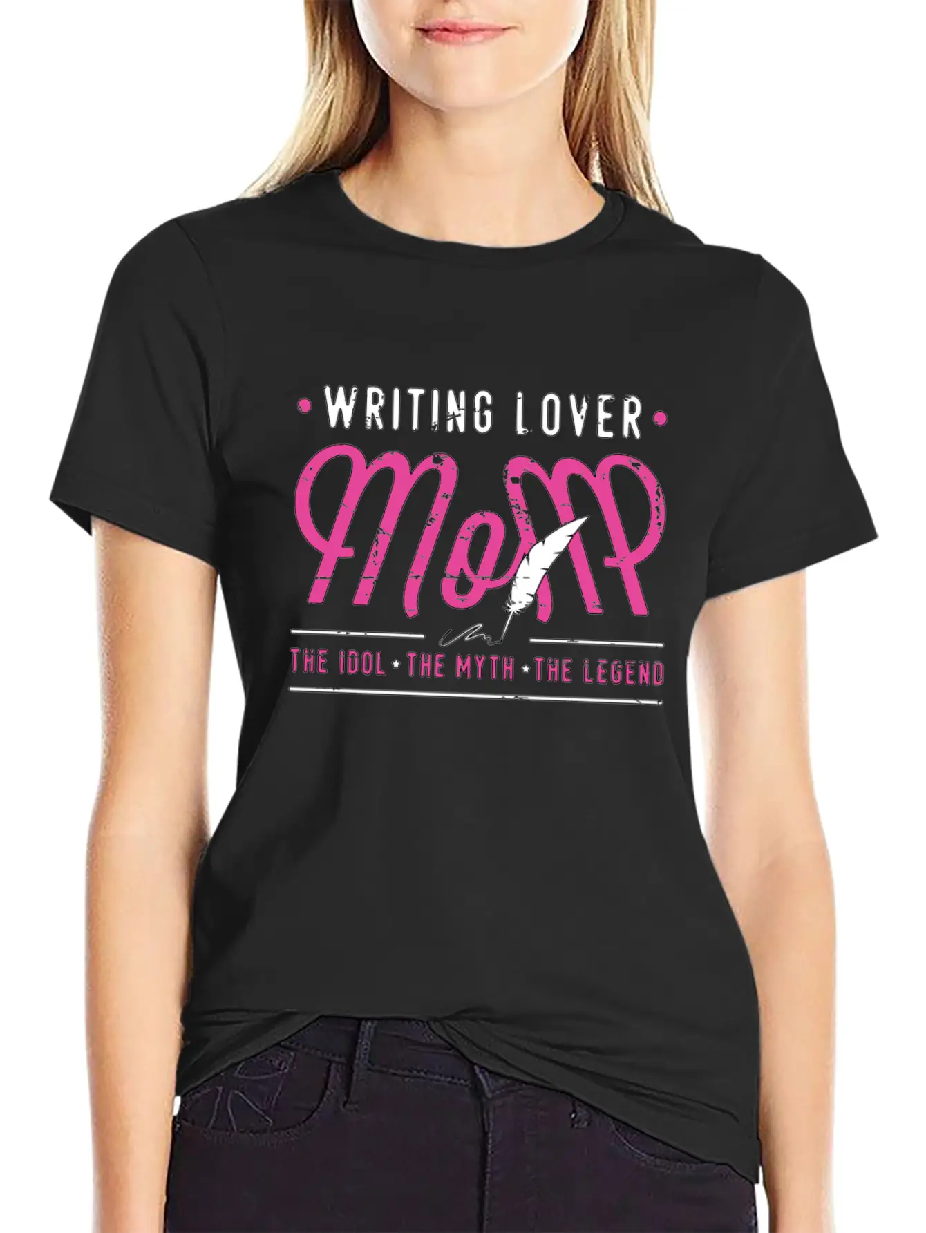 Writing Lover Mom The Idol The Myth Book Writer Stylish Everyday T-Shirt – Unisex Basic Cotton Tee