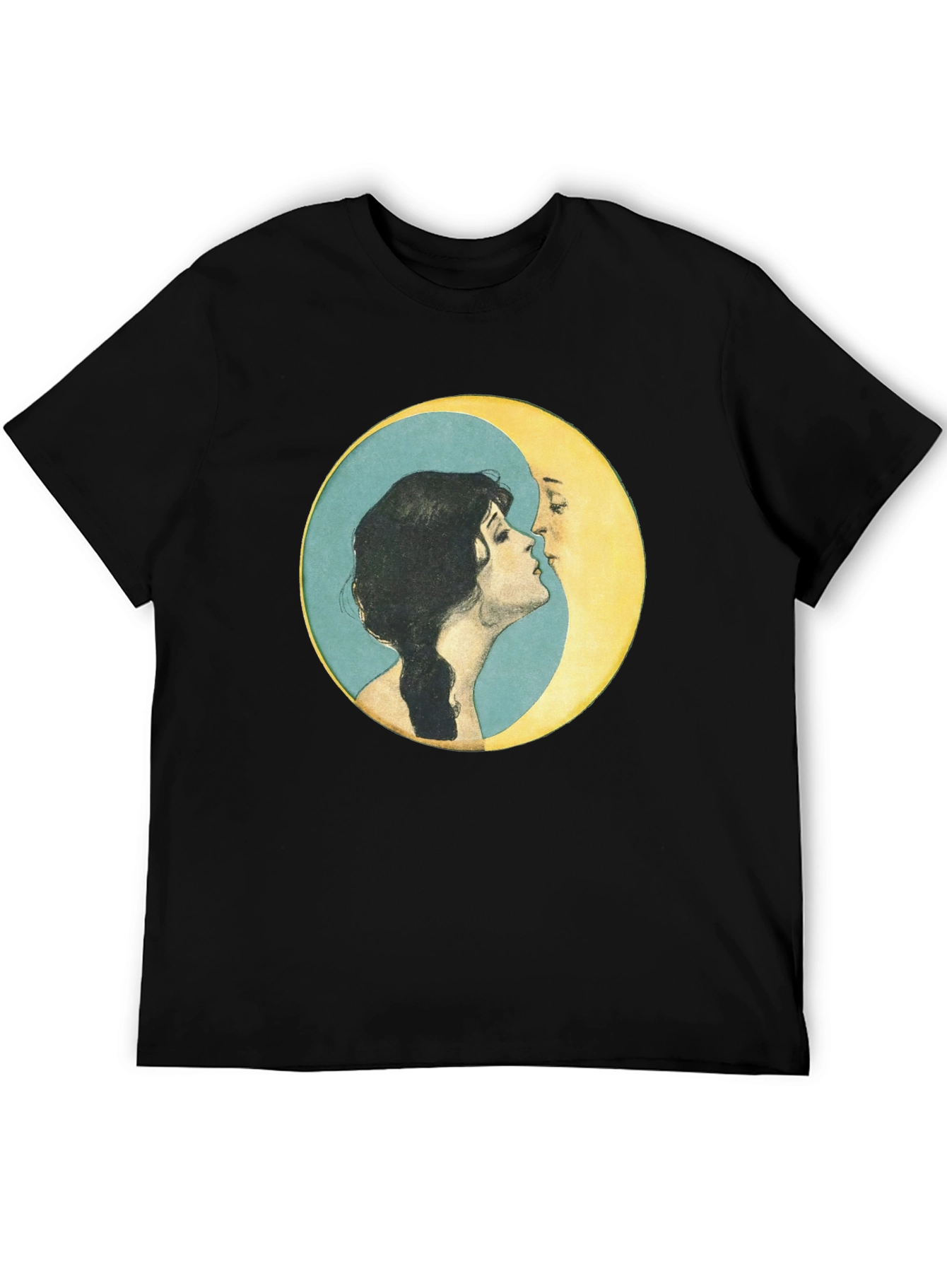 Yin Yang Moon Kiss T-Shirt - Black