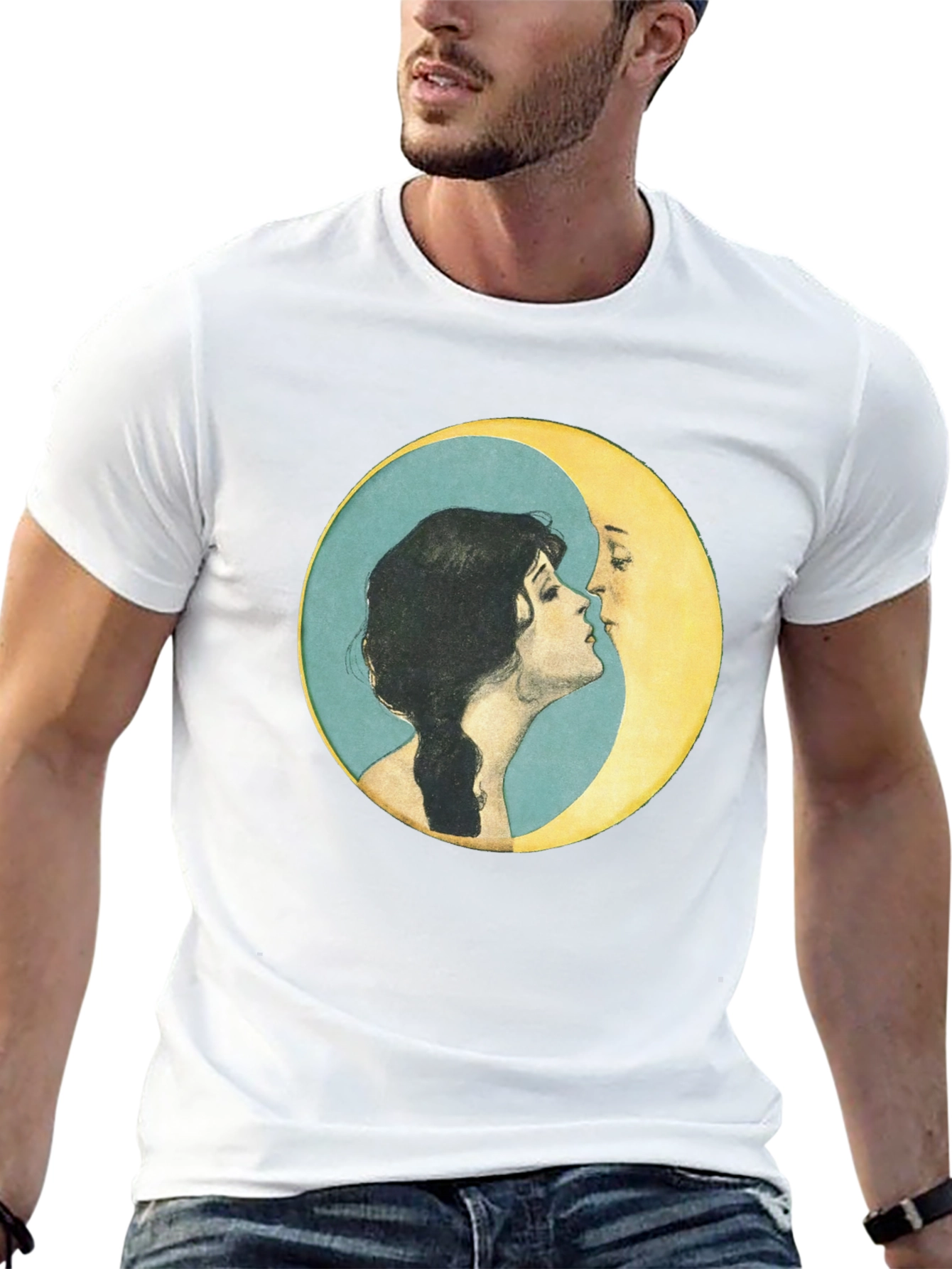 Yin Yang Moon Kiss T-Shirt - Black