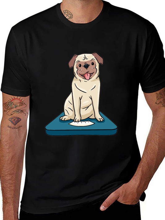 Pug on Scale Graphic Tee - Weighty Humor T-Shirt