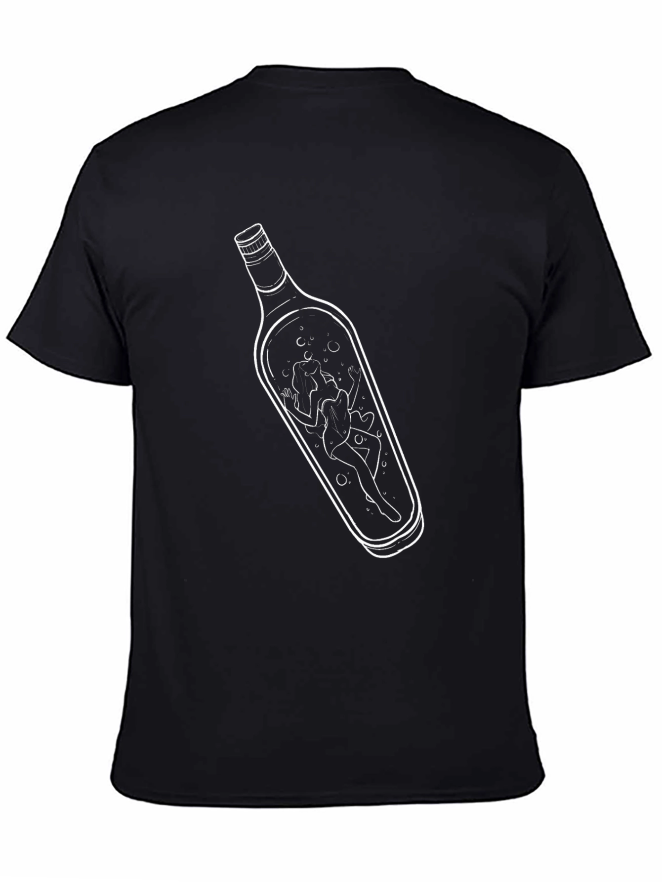 Unique Bottle Graphic Tee - Black Cotton T-Shirt