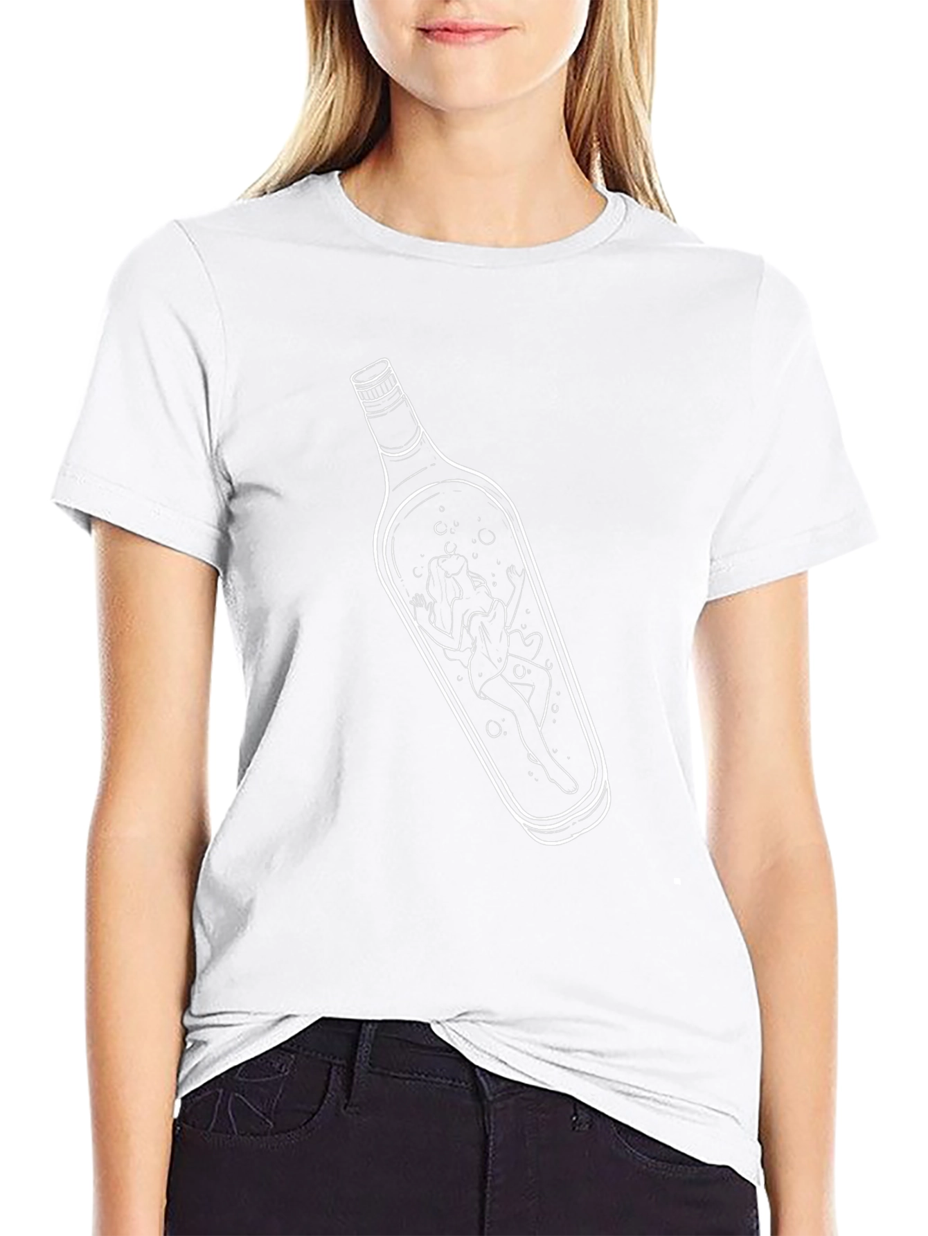 Unique Bottle Graphic Tee - Black Cotton T-Shirt