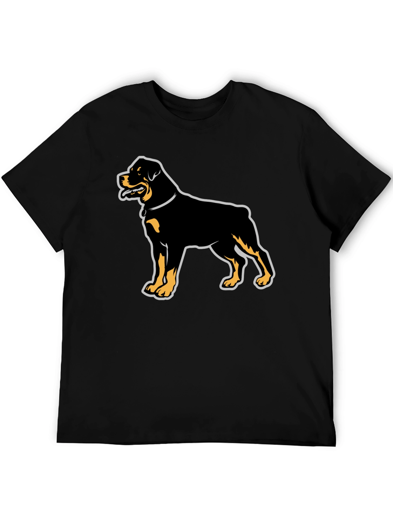 Rottweiler Graphic Tee - Black Cotton Casual T-Shirt