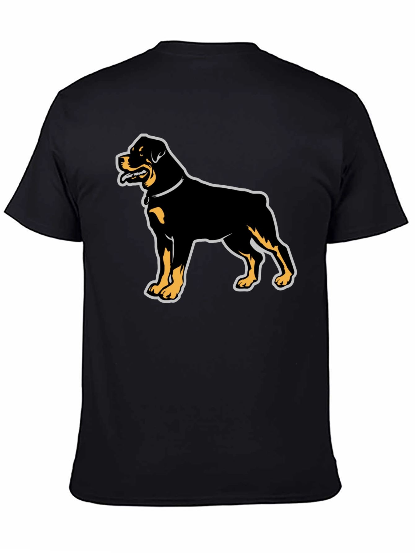 Rottweiler Graphic Tee - Black Cotton Casual T-Shirt