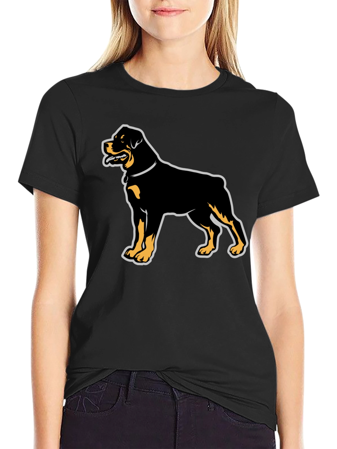 Rottweiler Graphic Tee - Black Cotton Casual T-Shirt