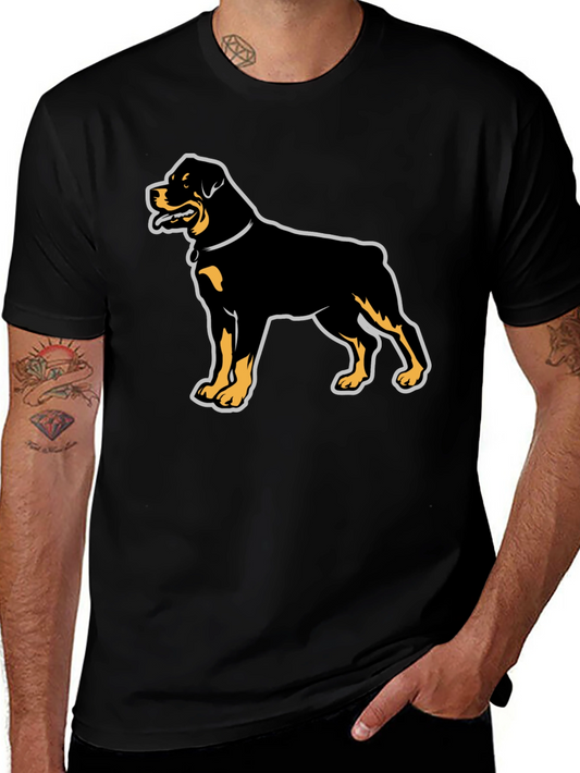 Rottweiler Graphic Tee - Black Cotton Casual T-Shirt