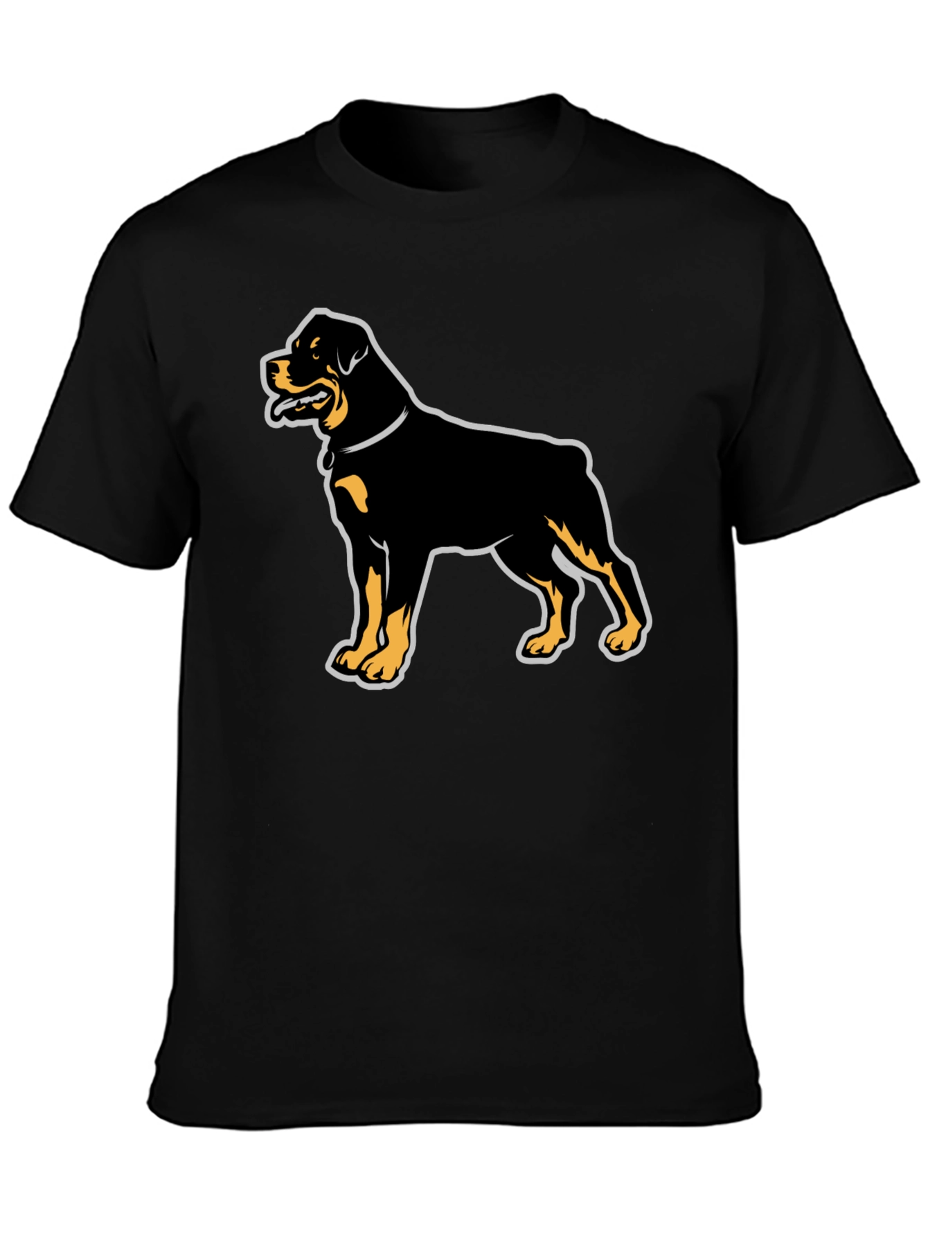 Rottweiler Graphic Tee - Black Cotton Casual T-Shirt