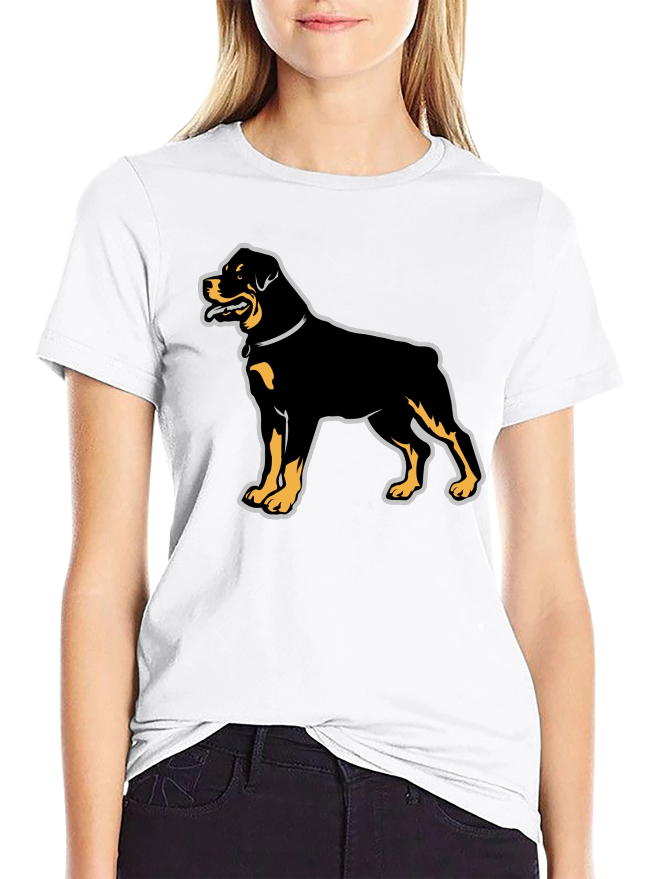 Rottweiler Graphic Tee - Black Cotton Casual T-Shirt