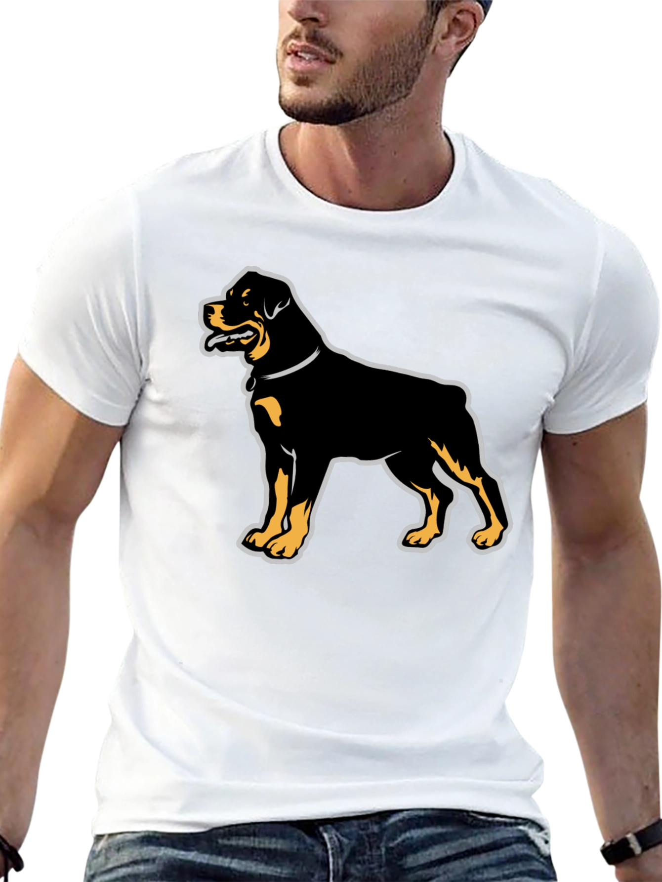 Rottweiler Graphic Tee - Black Cotton Casual T-Shirt