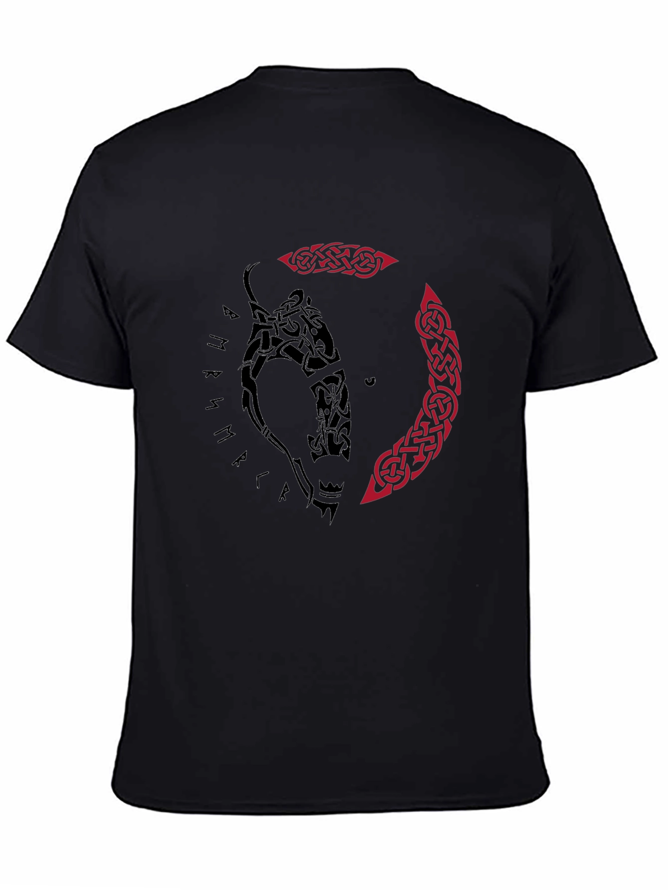 Viking Wolf Tattoo Graphic Tee - Black