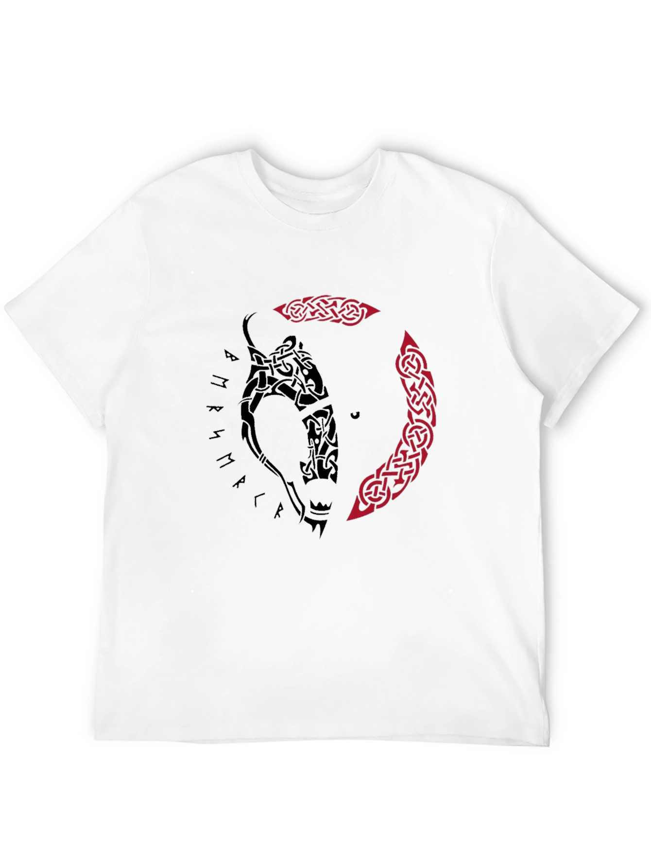 Viking Wolf Tattoo Graphic Tee - Black
