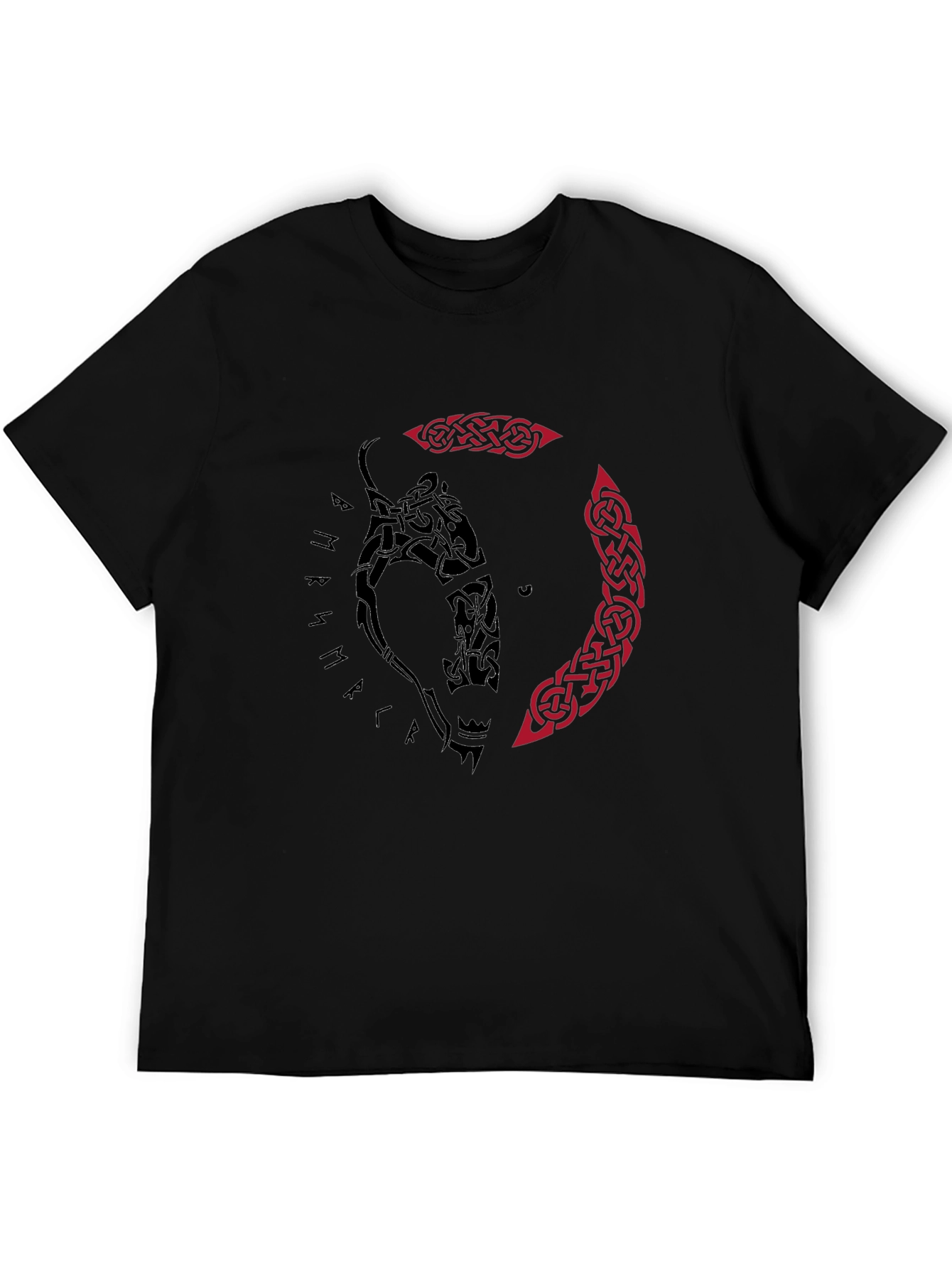 Viking Wolf Tattoo Graphic Tee - Black