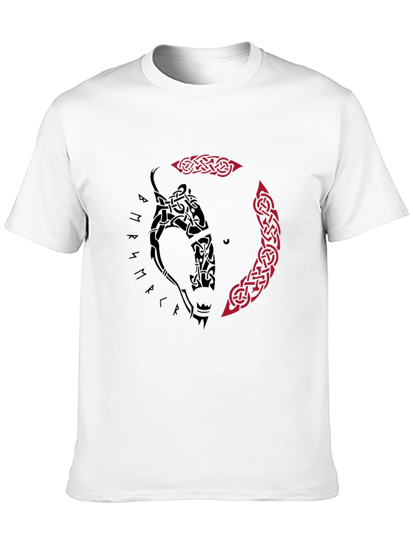 Viking Wolf Tattoo Graphic Tee - Black