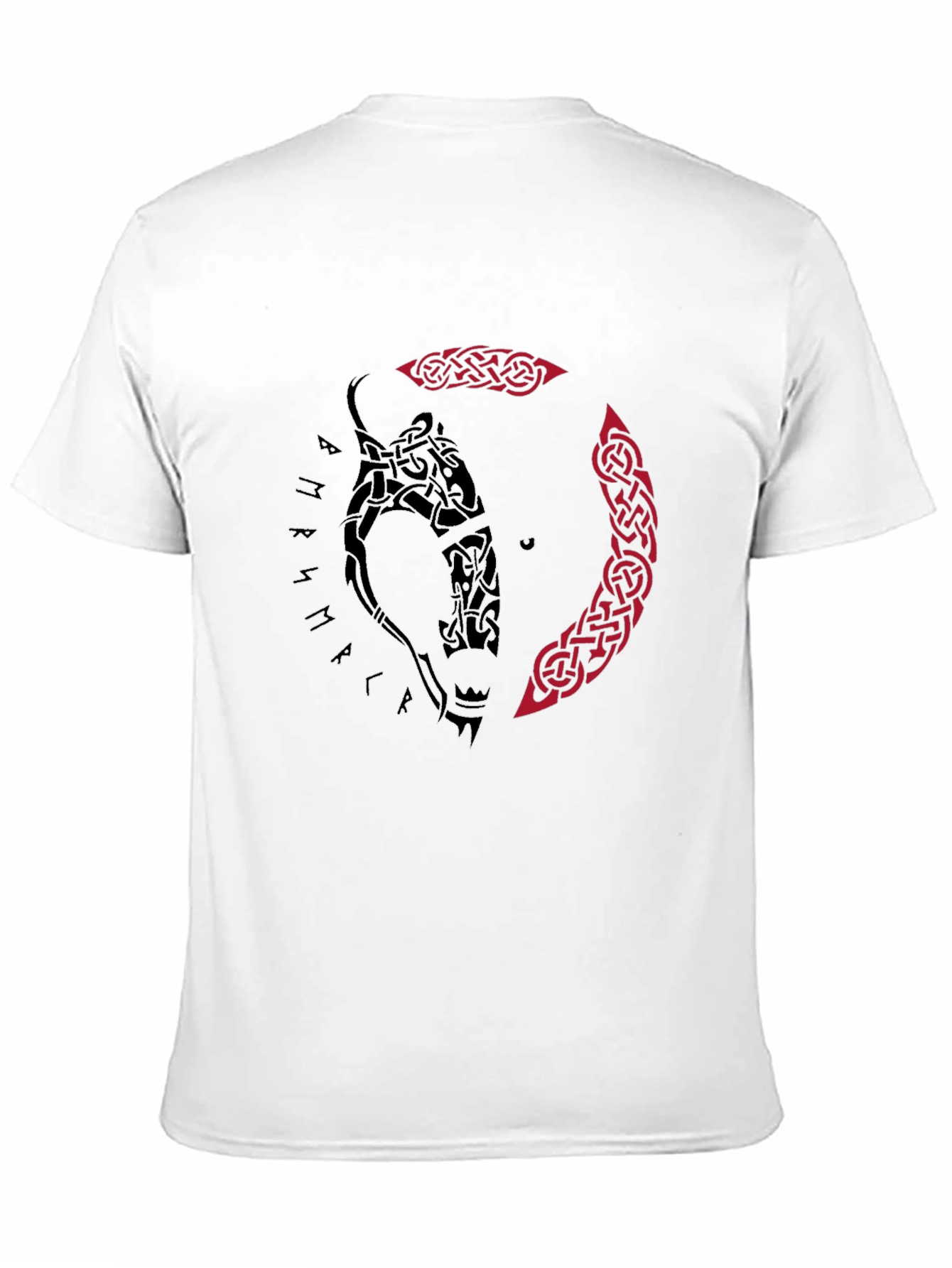 Viking Wolf Tattoo Graphic Tee - Black