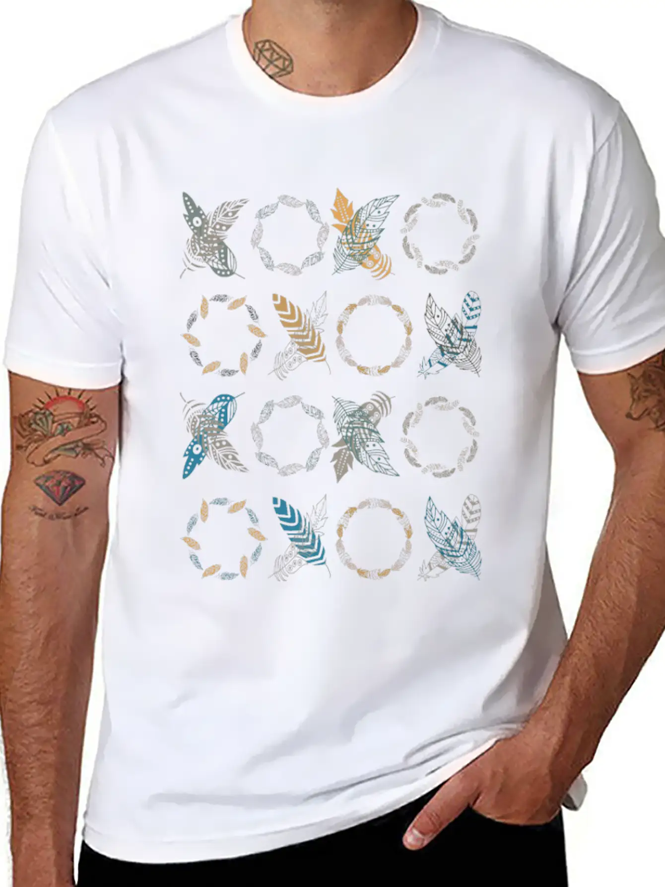 Xoxo Feathers Boho Decoration Lightweight Cotton T-Shirt – Daily Comfort Graphic Shirt