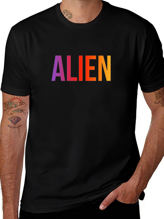 Alien Graphic Print T-Shirt - Casual Crew Neck Tee