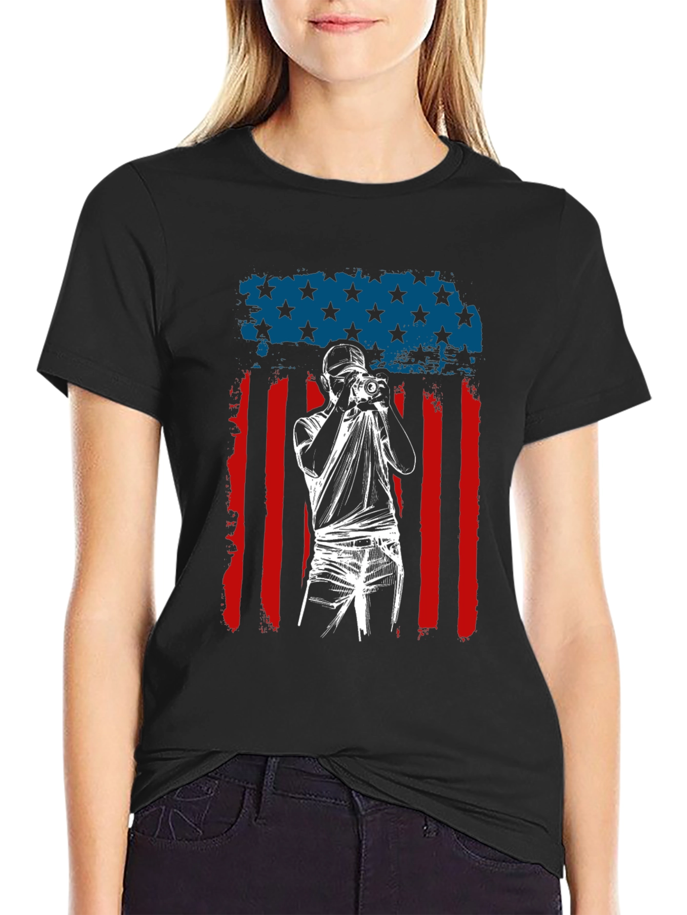 Photographer American Flag Graphic T-Shirt