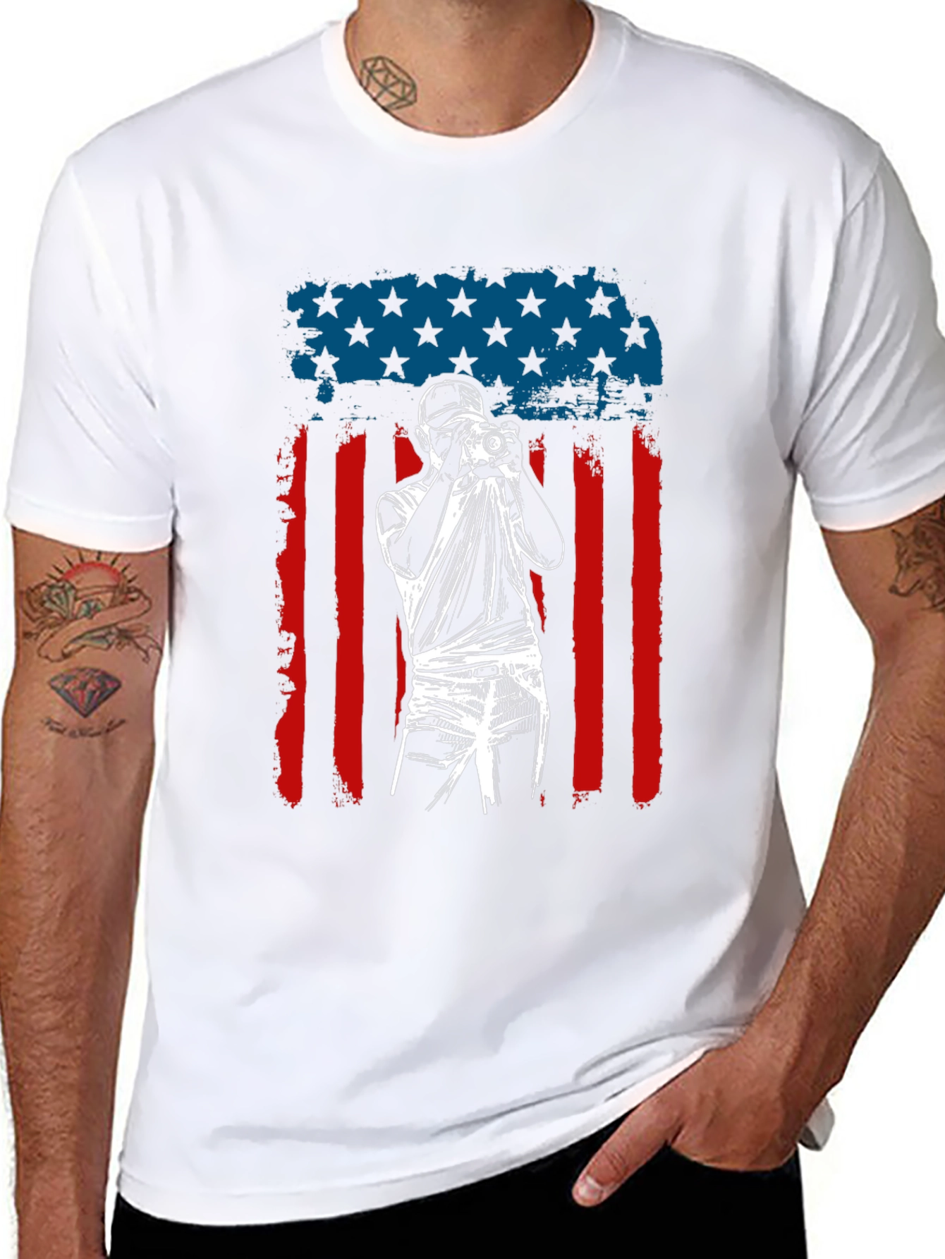 Photographer American Flag Graphic T-Shirt