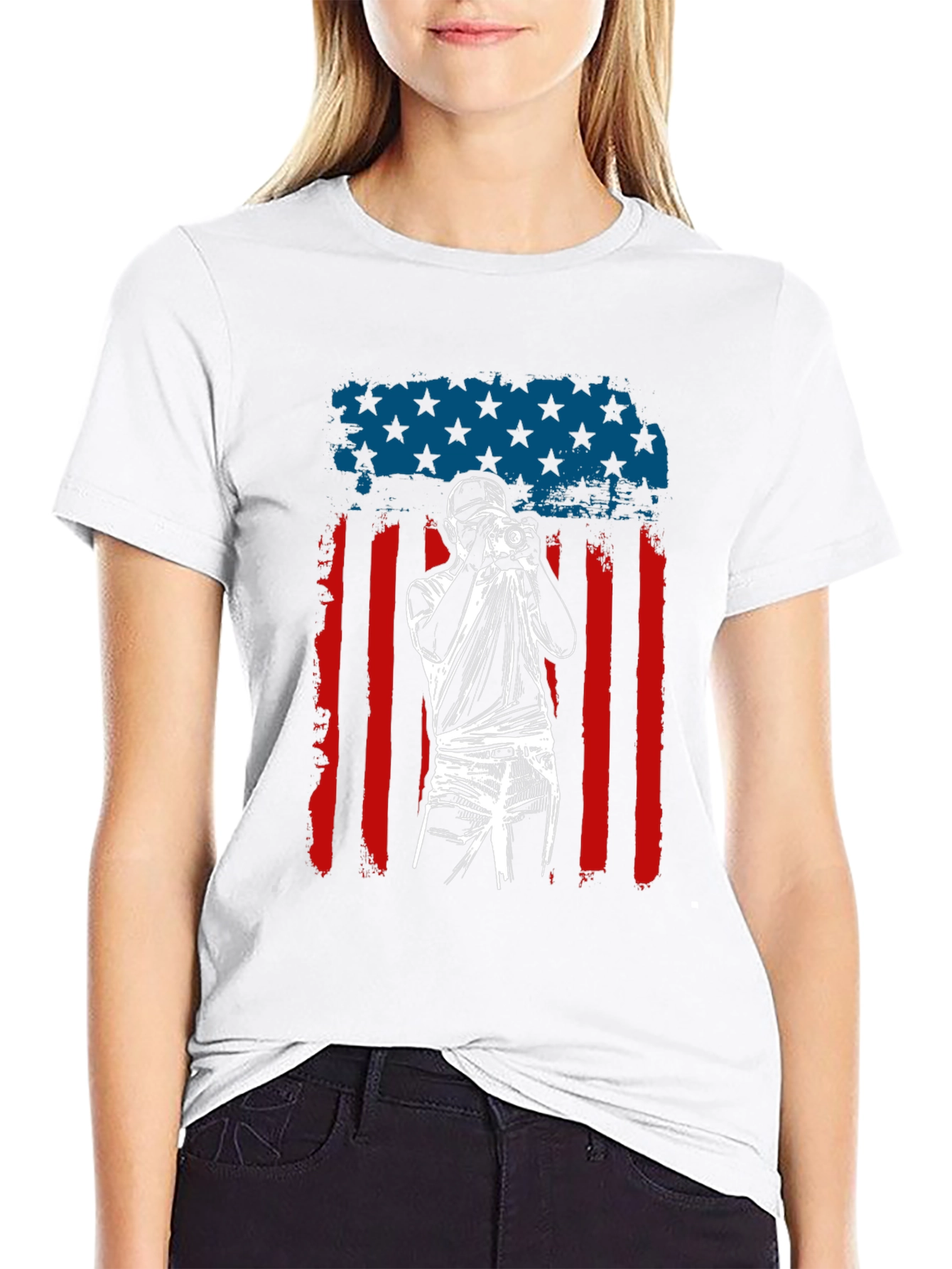 Photographer American Flag Graphic T-Shirt