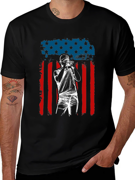 Photographer American Flag Graphic T-Shirt