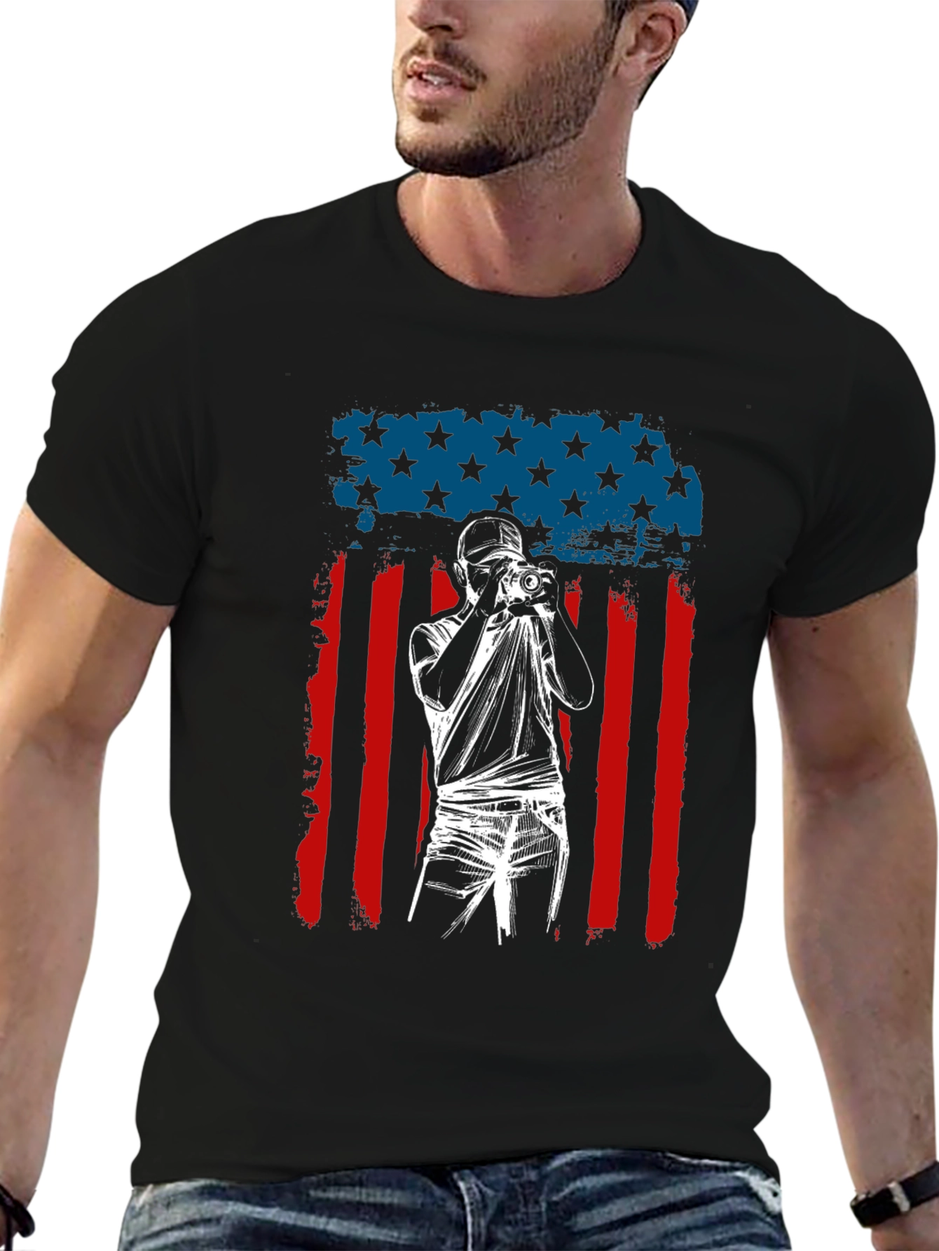 Photographer American Flag Graphic T-Shirt