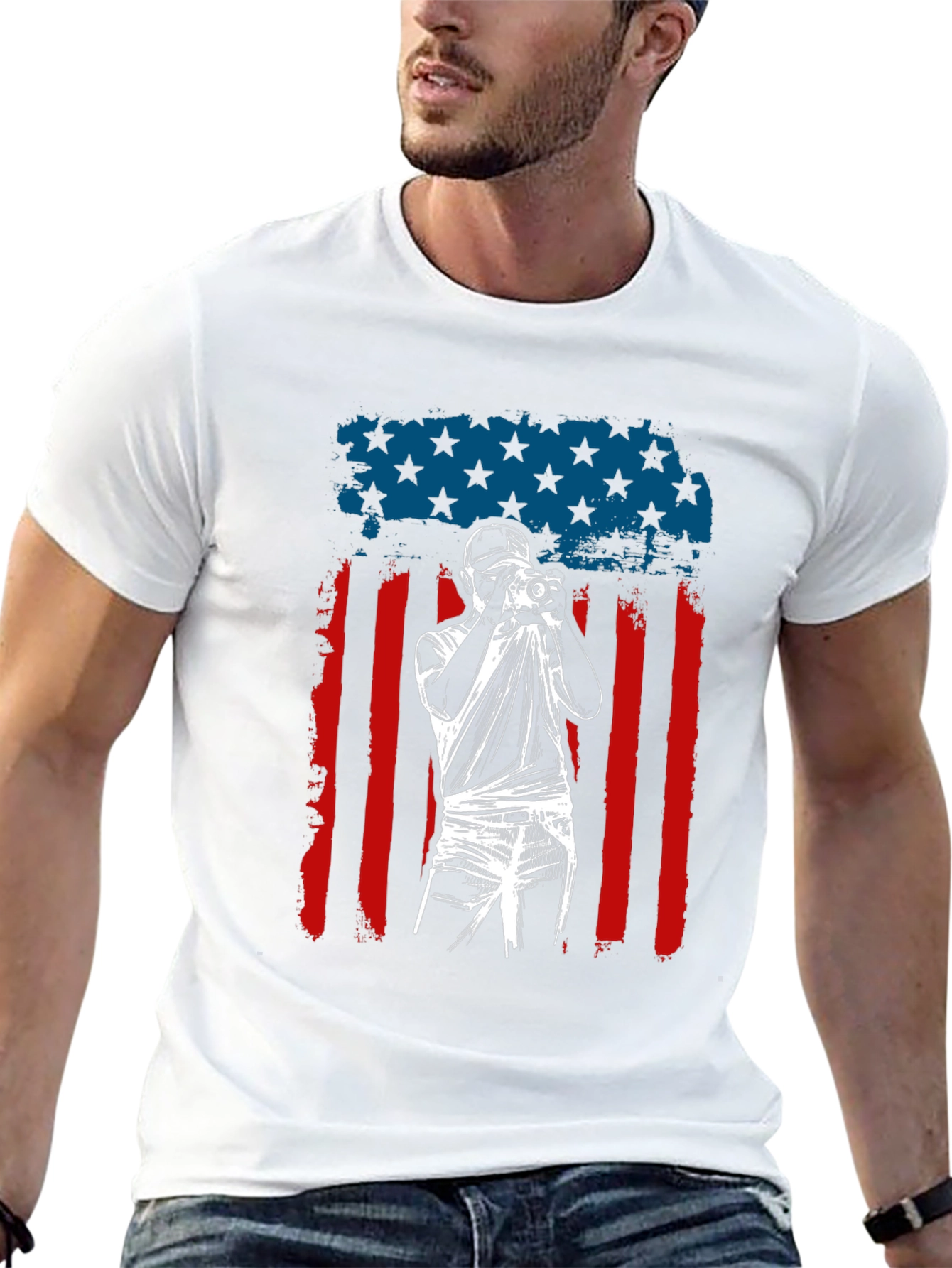 Photographer American Flag Graphic T-Shirt
