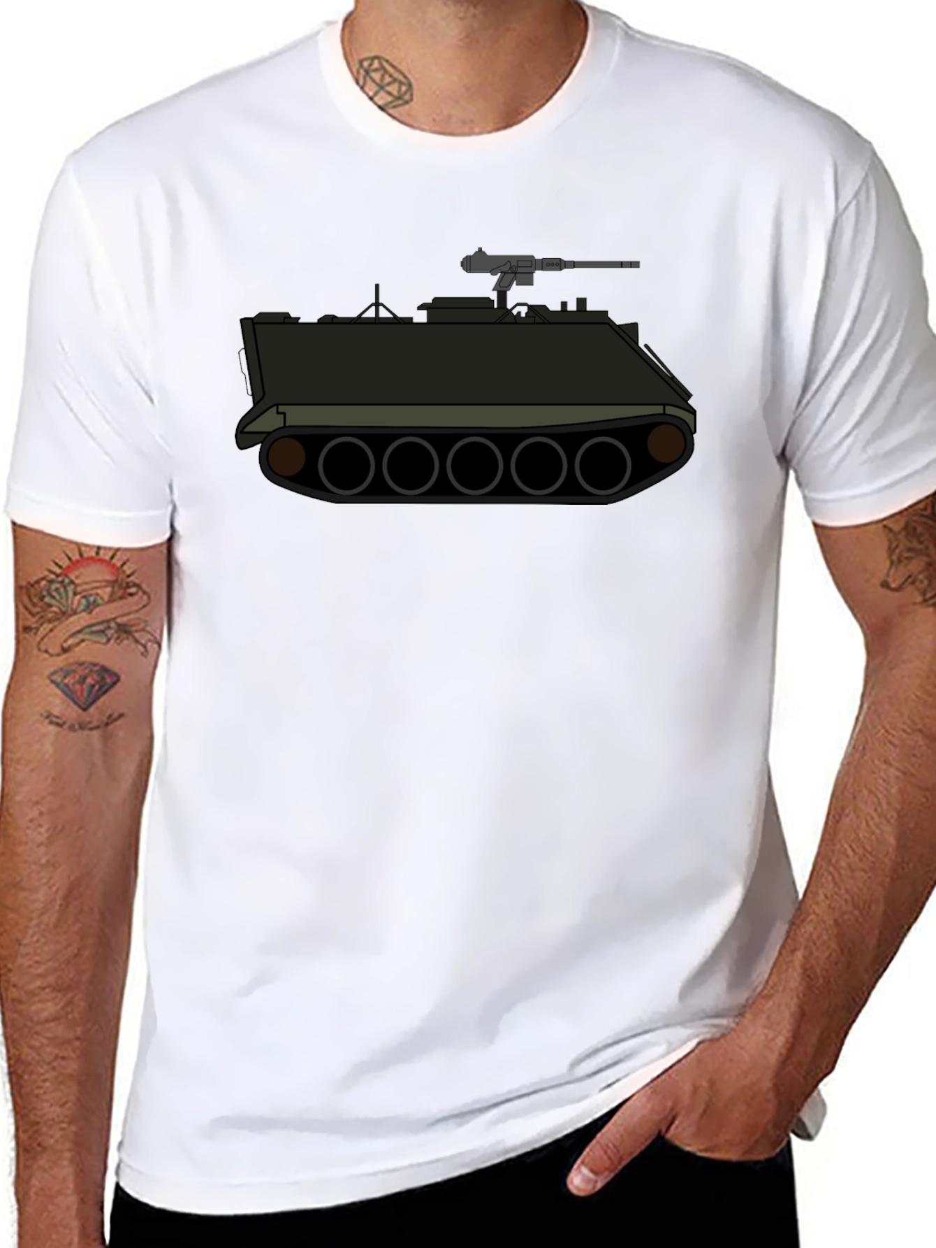 Tank Graphic Tee - Military Style