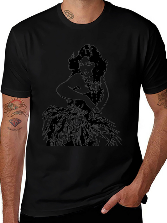 Vintage Hula Girl Graphic Black T-Shirt