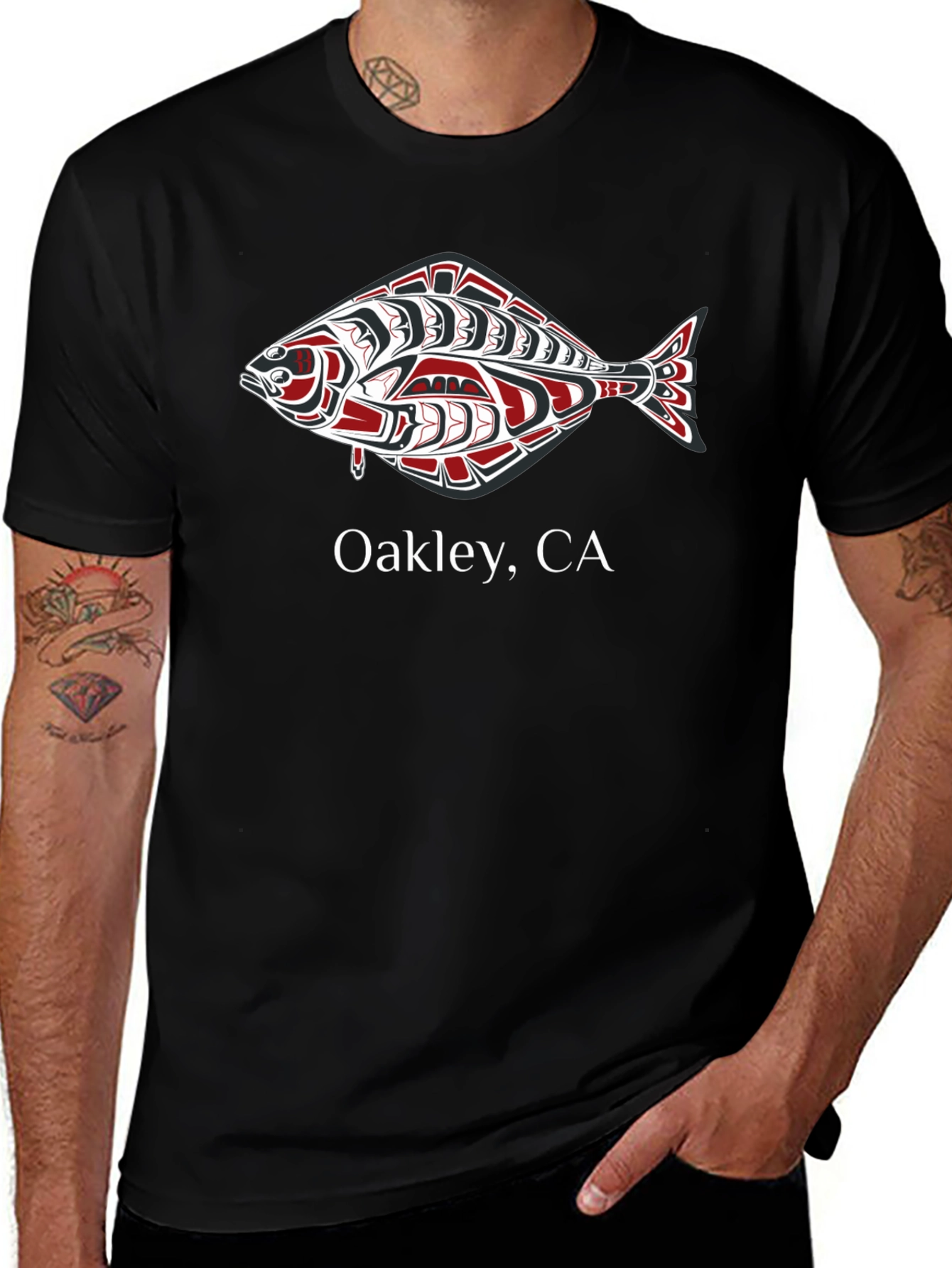 Oakley CA Tribal Fish Graphic Tee - Black