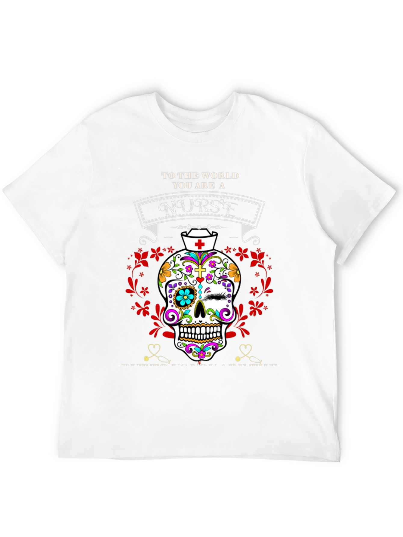 Nurse Sugar Skull T-Shirt - Day of the Dead