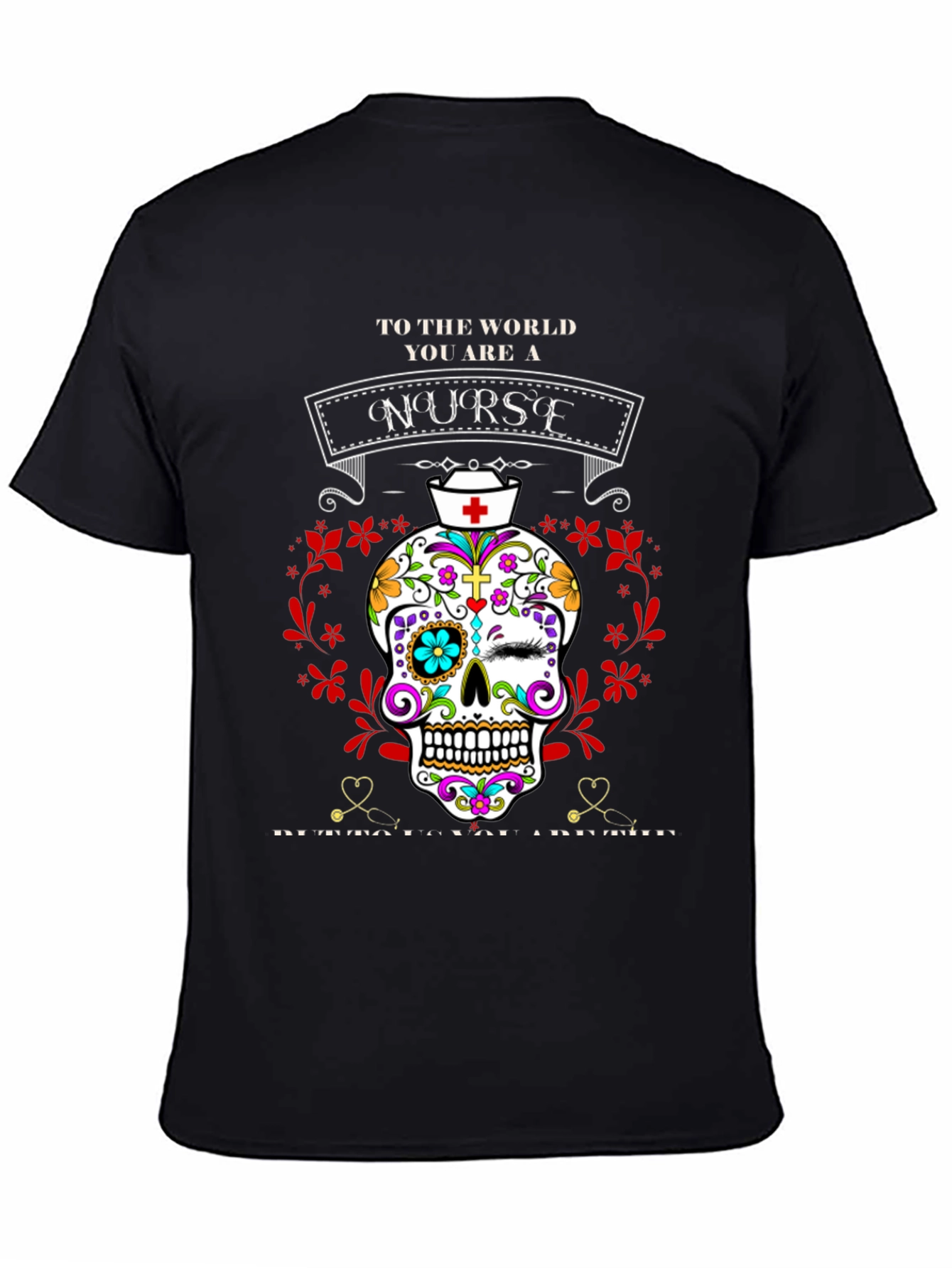 Nurse Sugar Skull T-Shirt - Day of the Dead