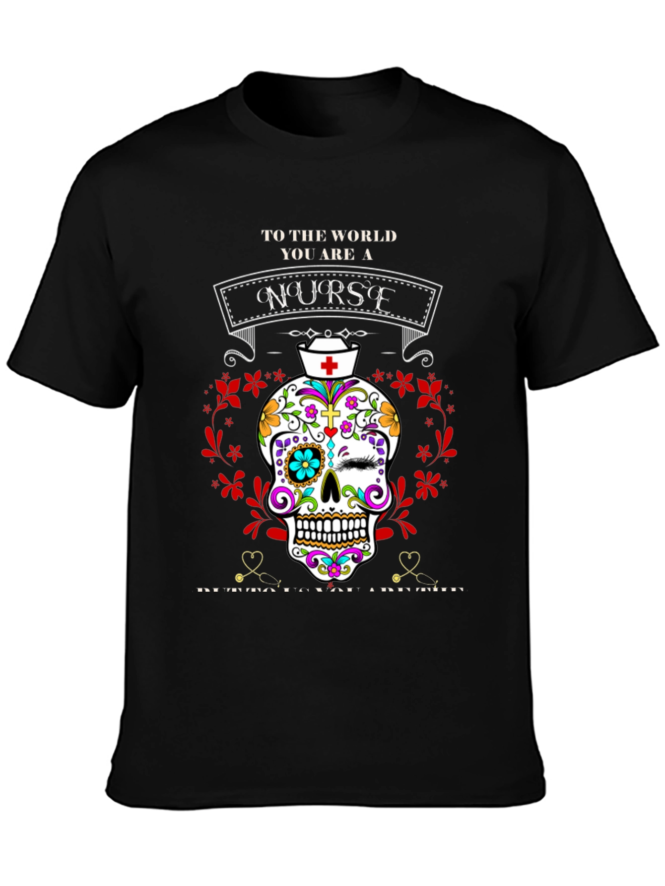 Nurse Sugar Skull T-Shirt - Day of the Dead