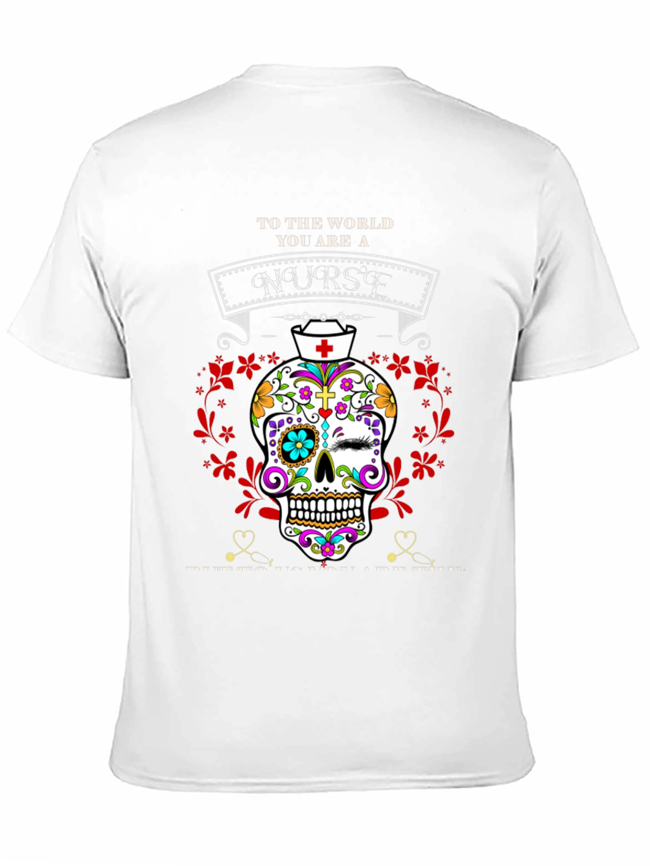 Nurse Sugar Skull T-Shirt - Day of the Dead