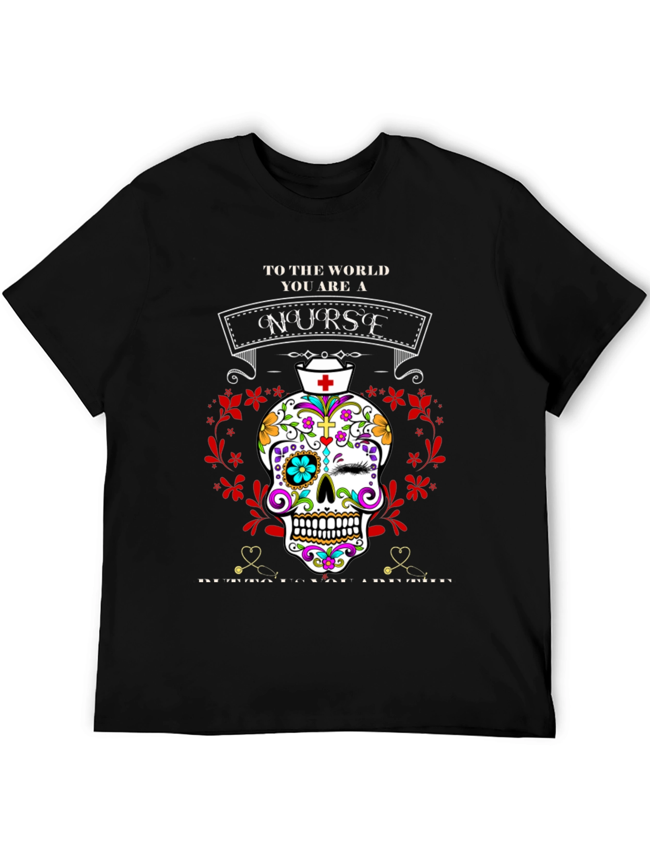 Nurse Sugar Skull T-Shirt - Day of the Dead