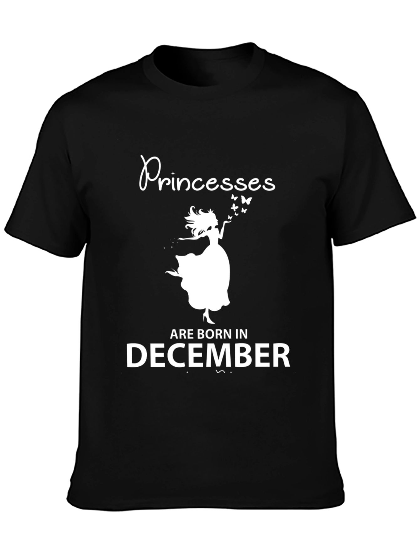 Princesses Born in December Black T-Shirt