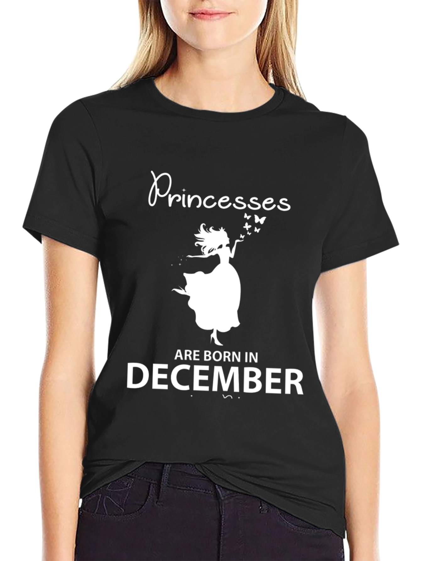 Princesses Born in December Black T-Shirt